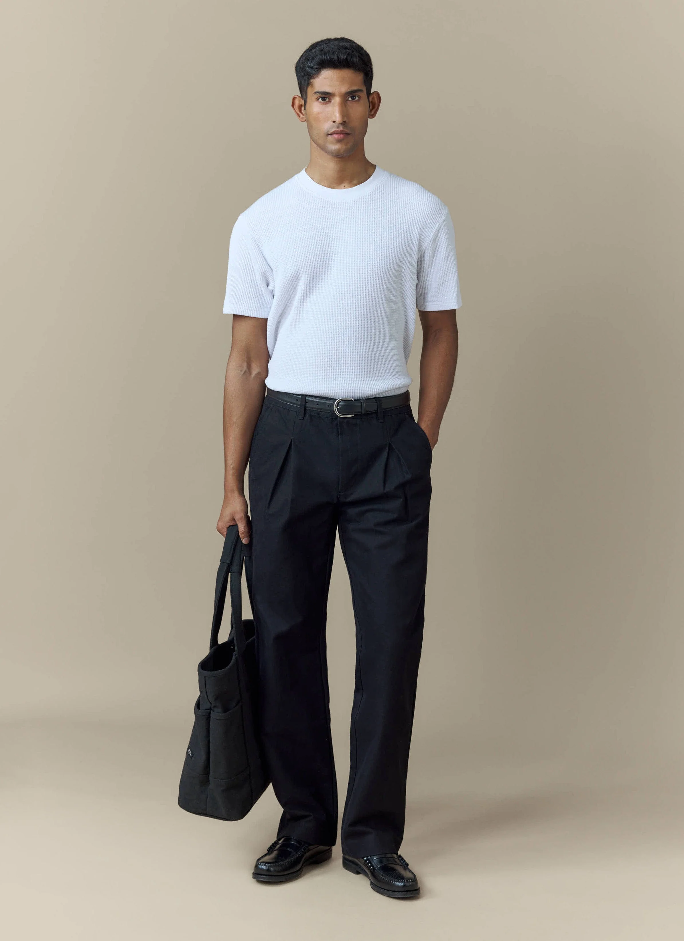 Seb Inverted Pleat Trousers | Cotton | Black - Image 4