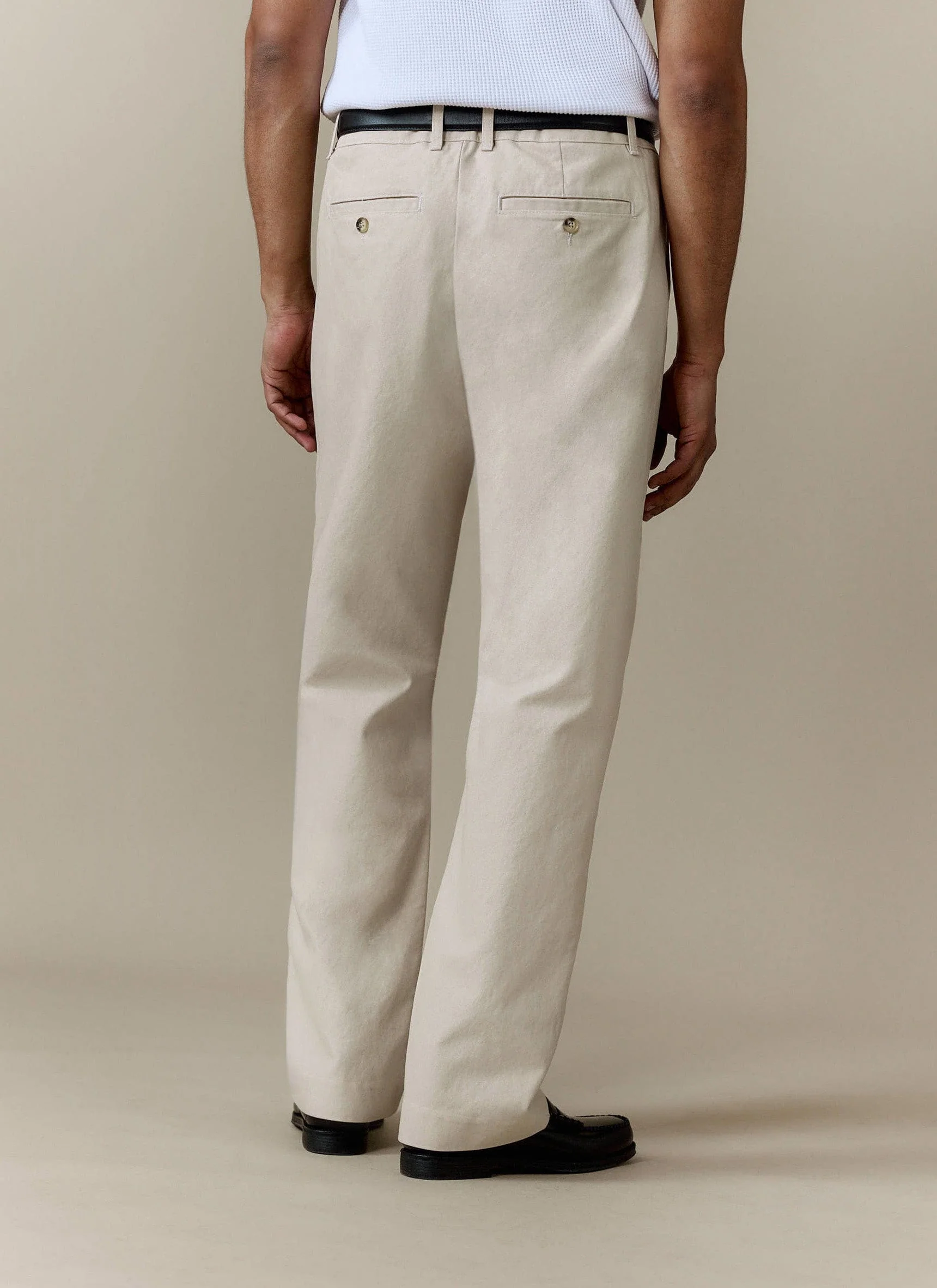 Seb Inverted Pleat Trousers | Cotton | Cream - Image 4