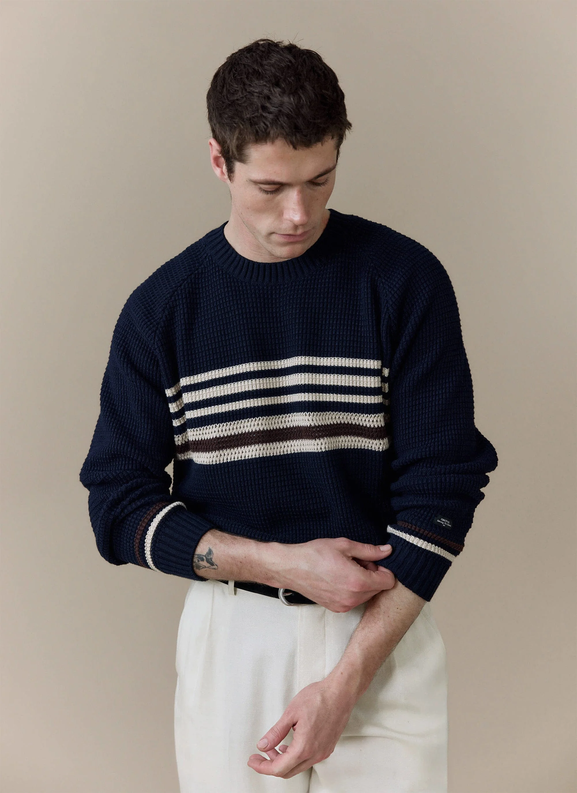 Sergio Crochet Jumper | Cotton | Navy - Image 4