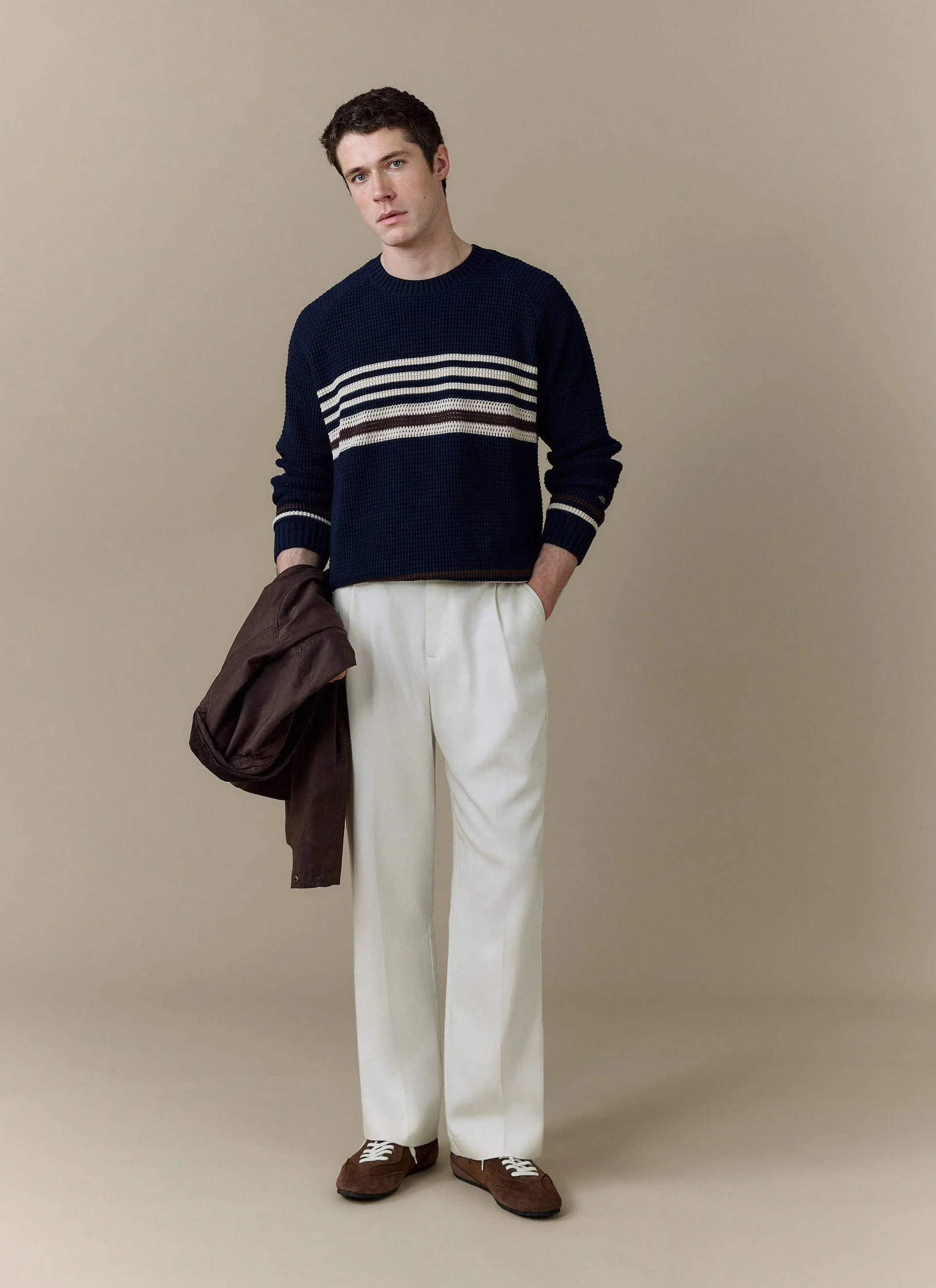 Sergio Crochet Jumper | Cotton | Navy - Image 5