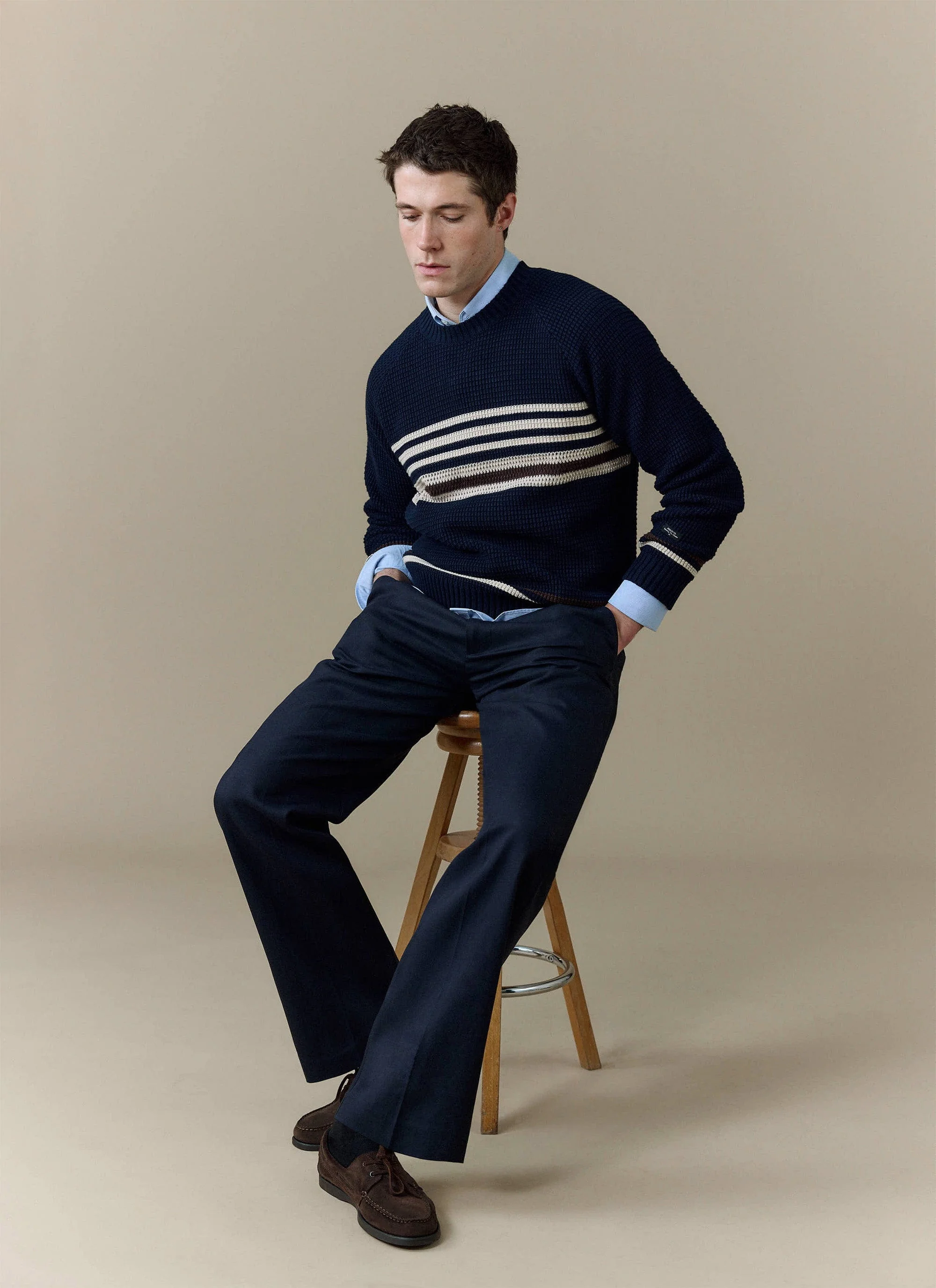 Sergio Crochet Jumper | Cotton | Navy - Image 6