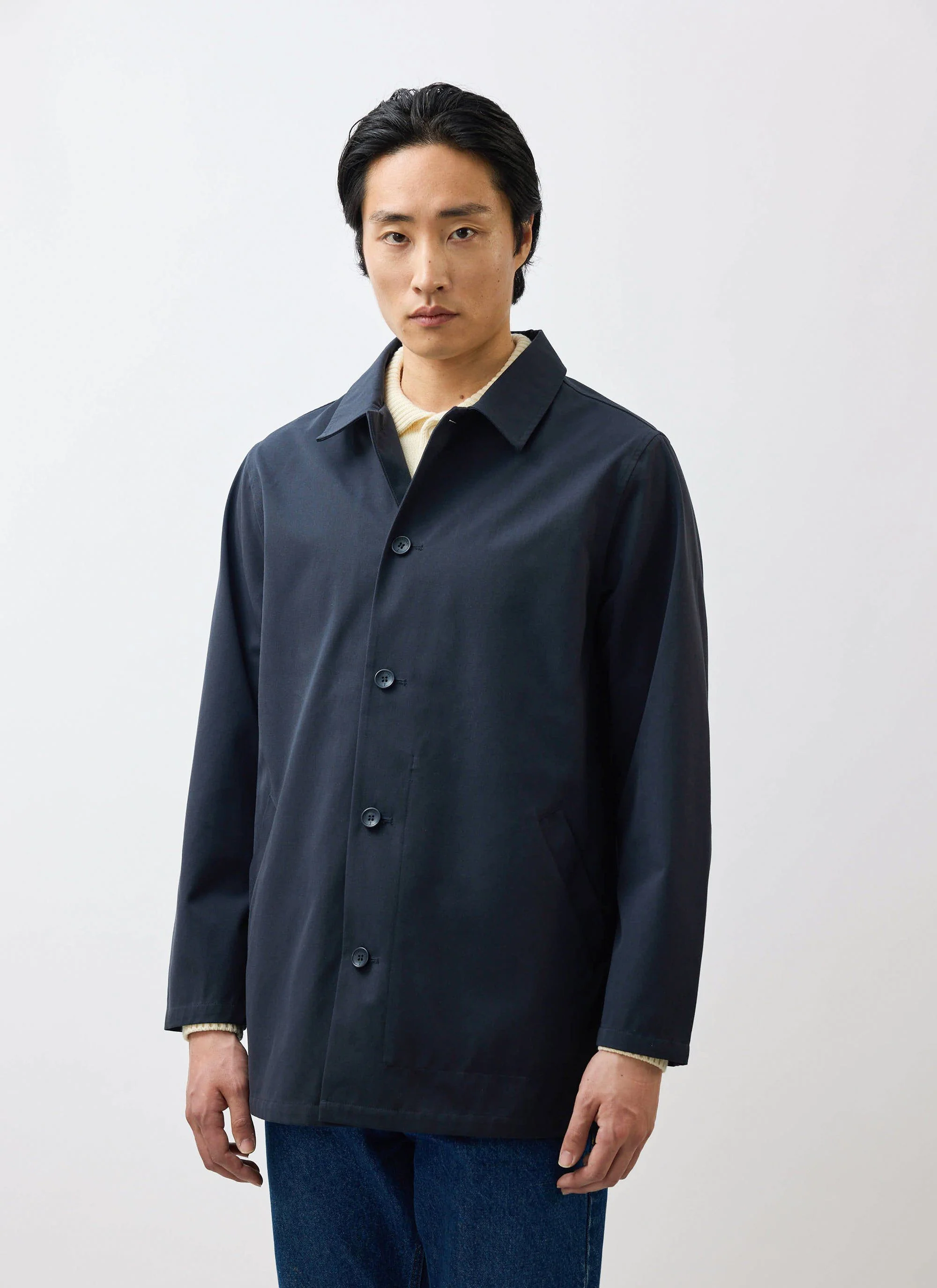 Sherlock Short Trench Coat | Waterproof | Midnight with Olive - Image 4