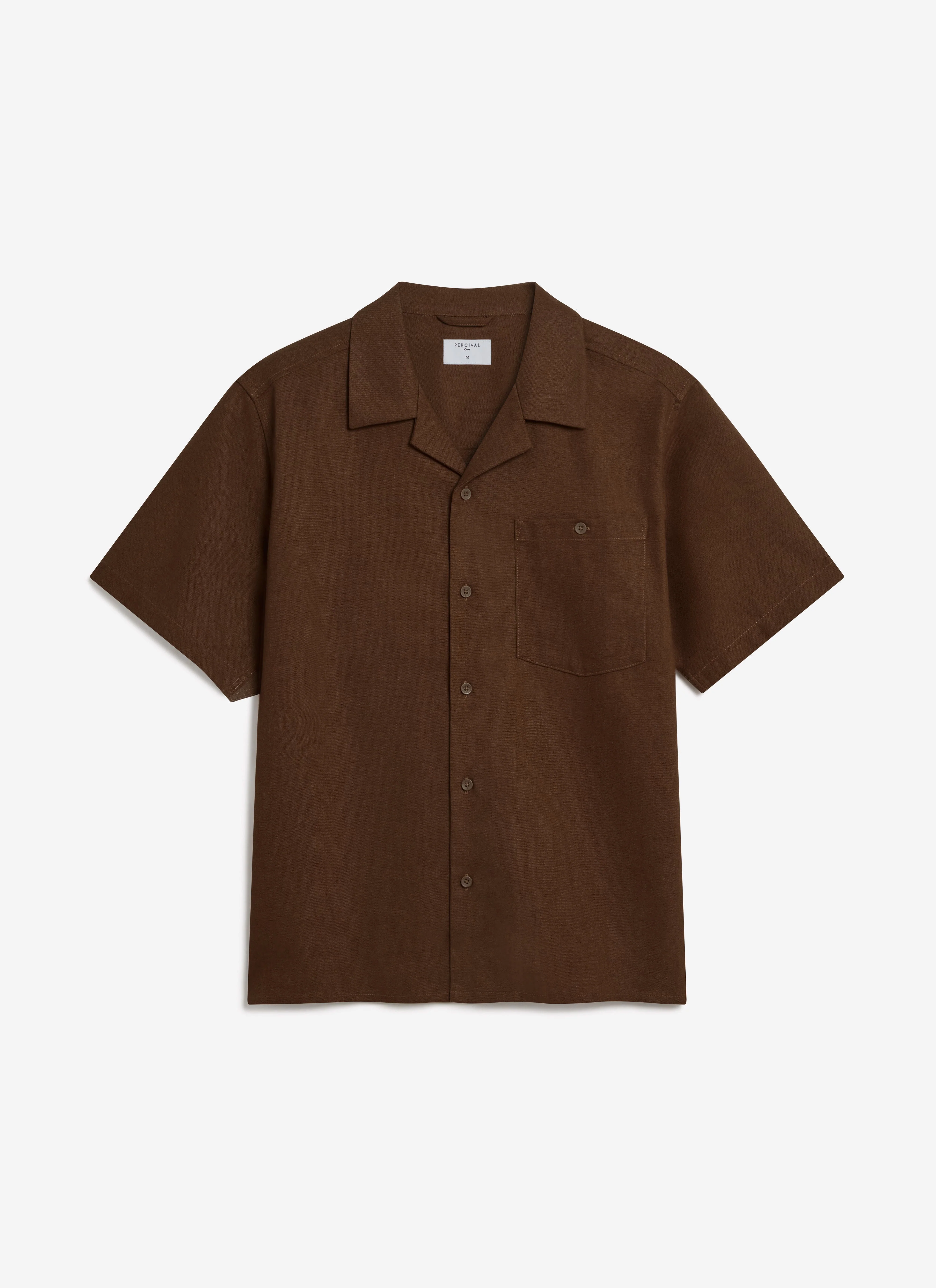 Short Sleeve Cuban Shirt | Linen | Brown - Image 4