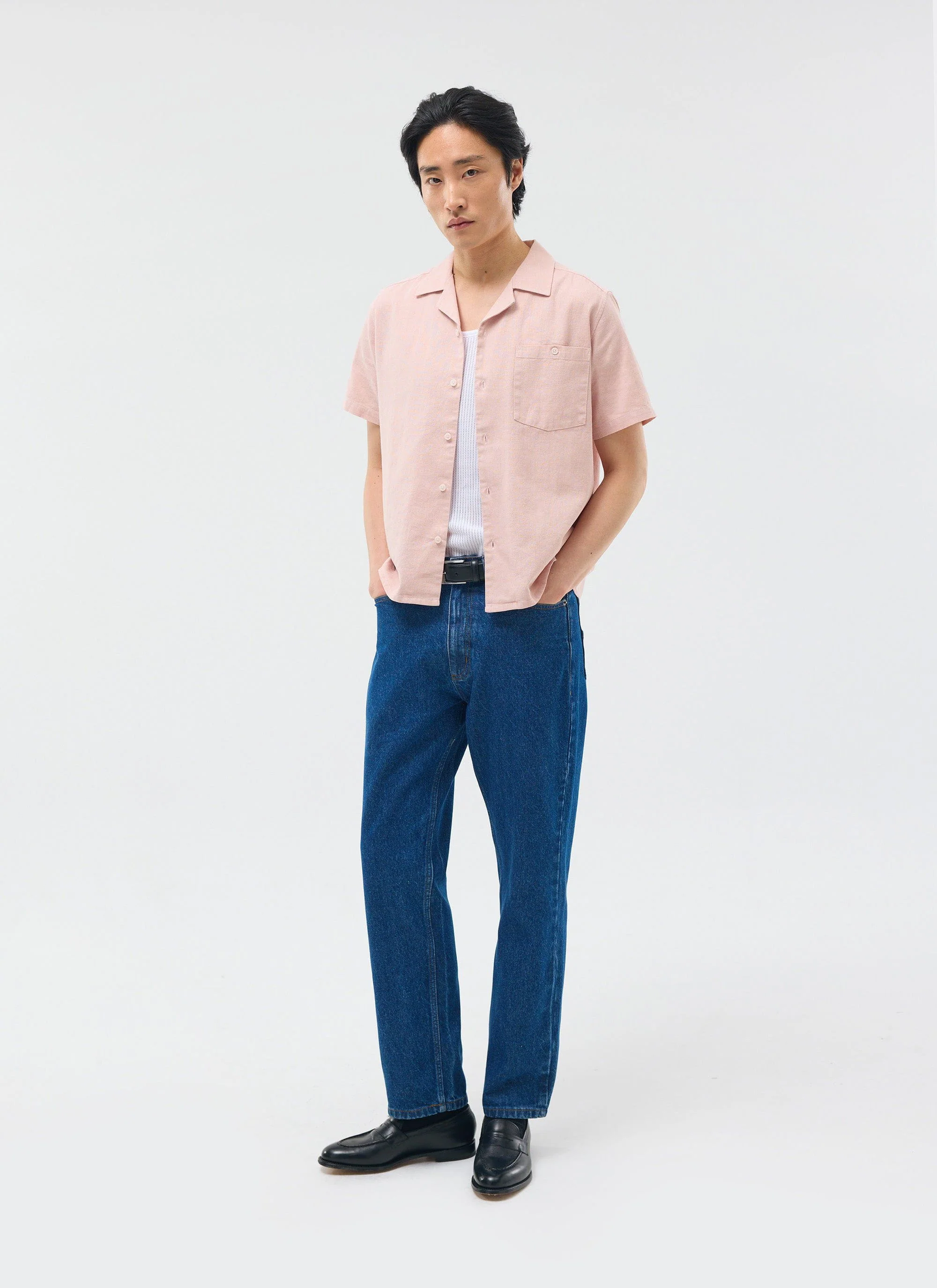 Short Sleeve Cuban Shirt | Linen | Light Pink - Image 6