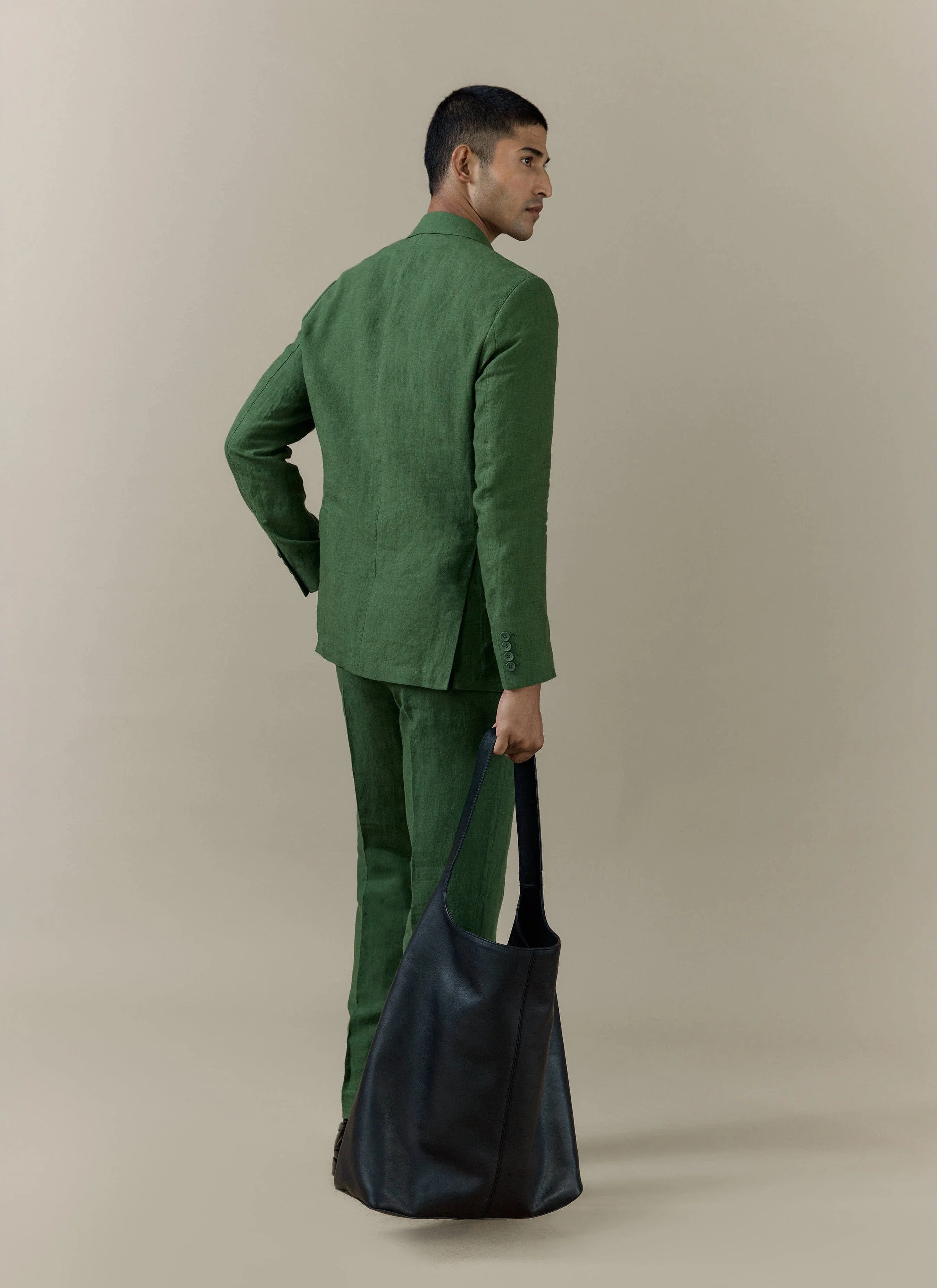 Slim Fit Classic Blazer | Linen | Forest - Image 5