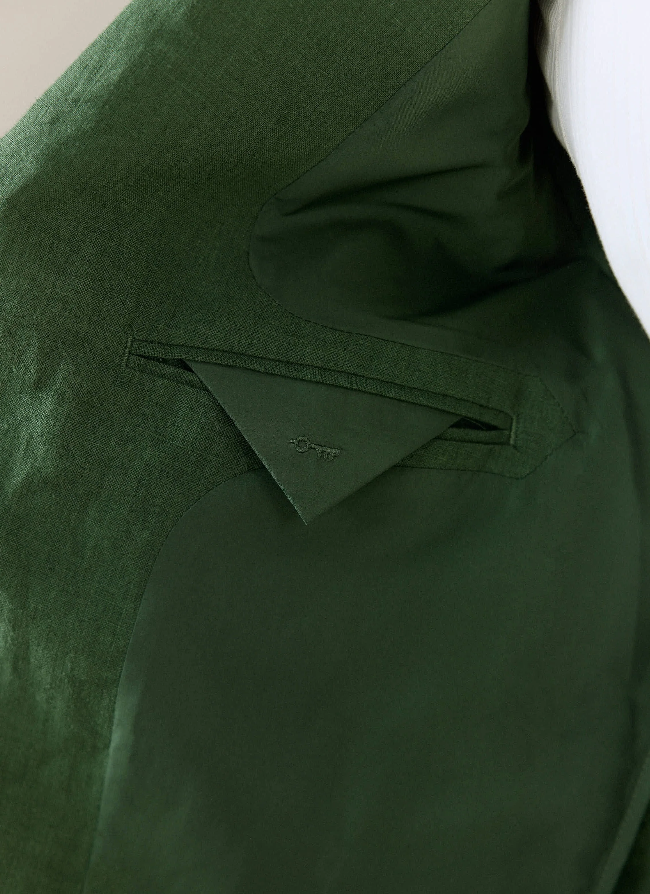 Slim Fit Classic Blazer | Linen | Forest - Image 7