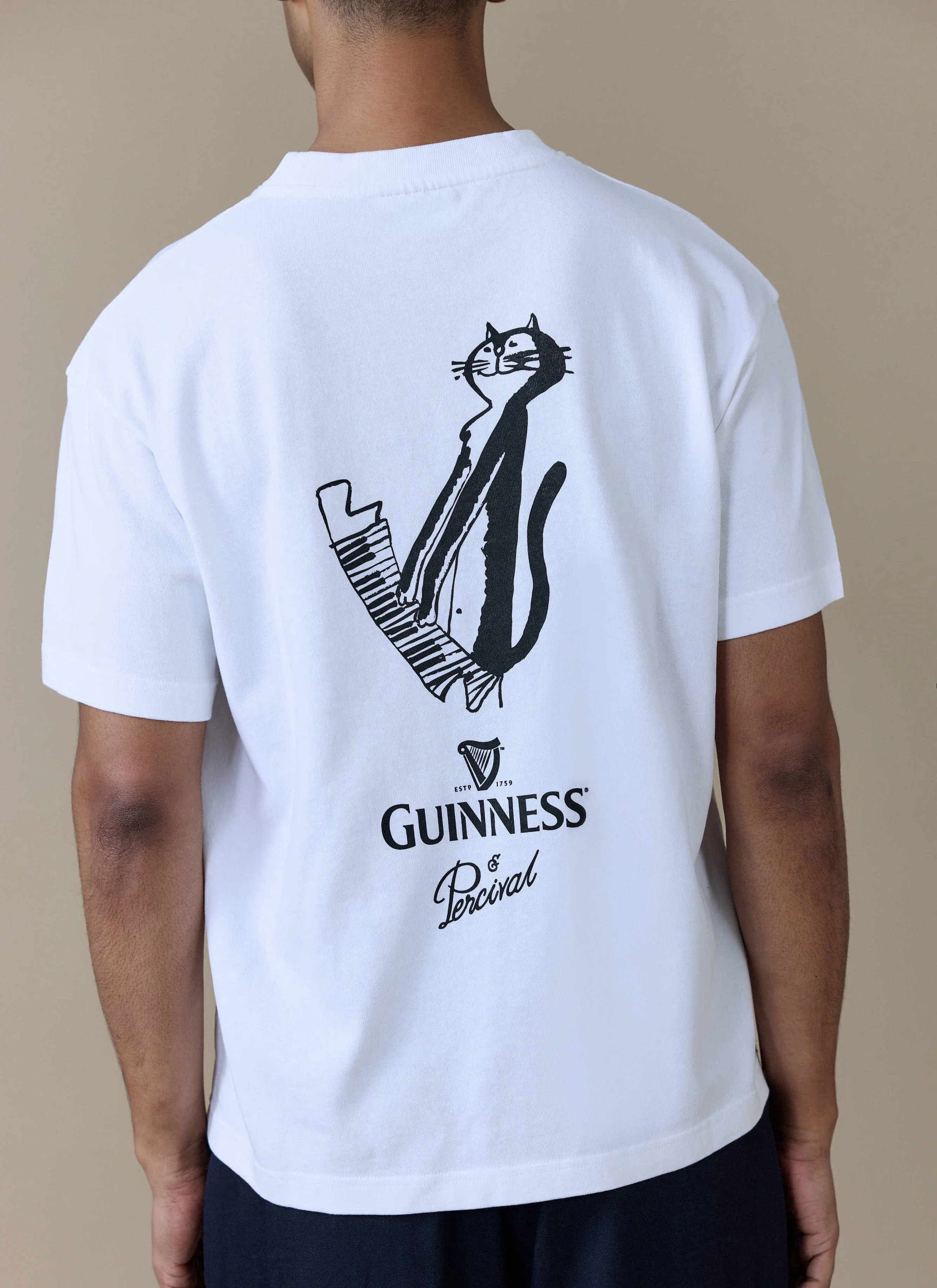 Soloist Cat Oversized T Shirt | Guinness x Percival | White - Image 4