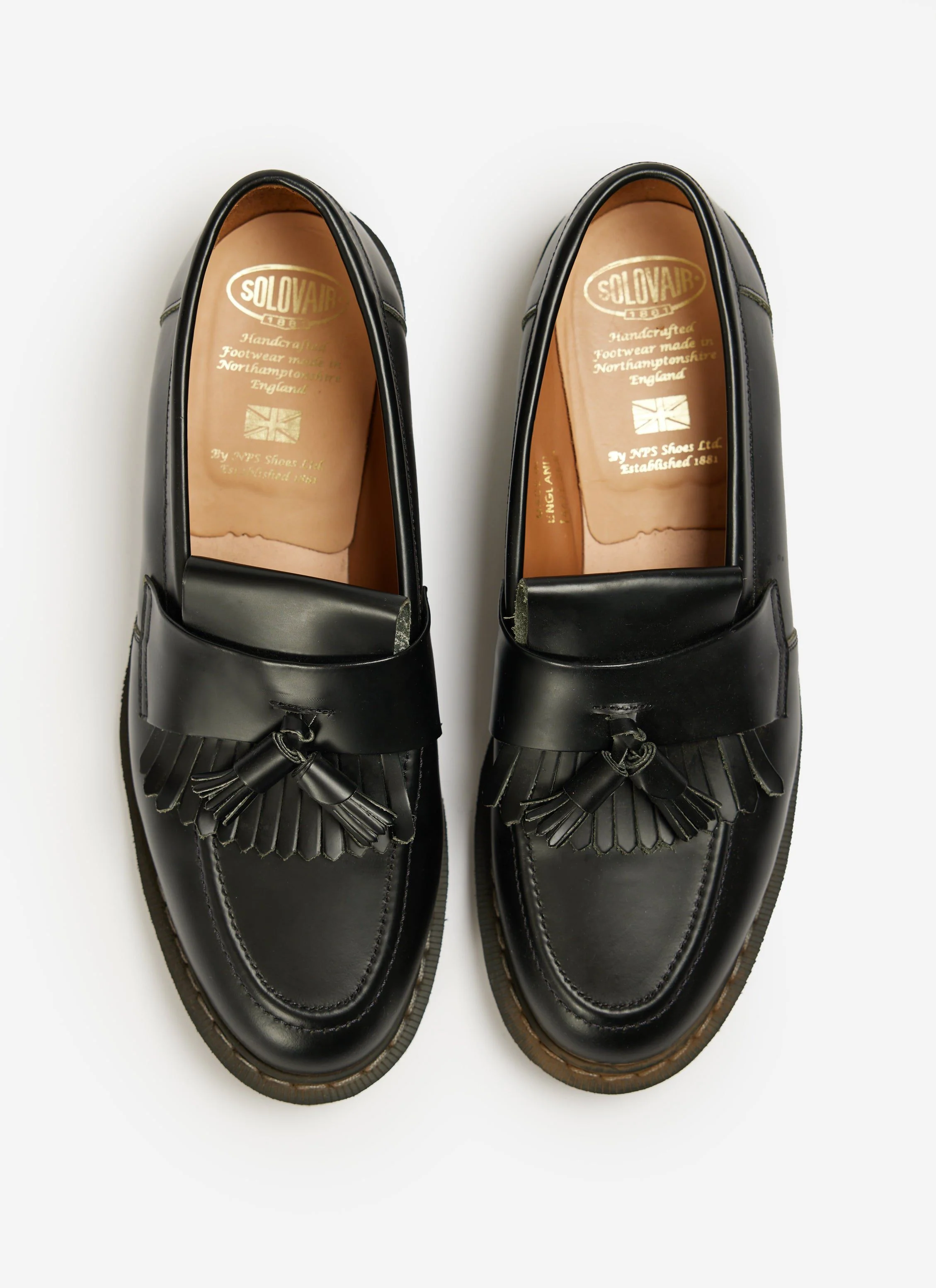 Solovair | Hi-Shine Tassle Loafer | Black - Image 3
