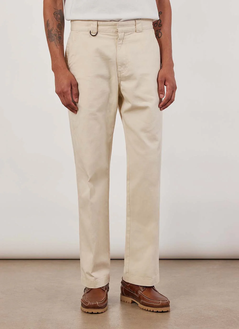 Stay Press Trousers | Cotton Twill Canvas | Cream - Image 3