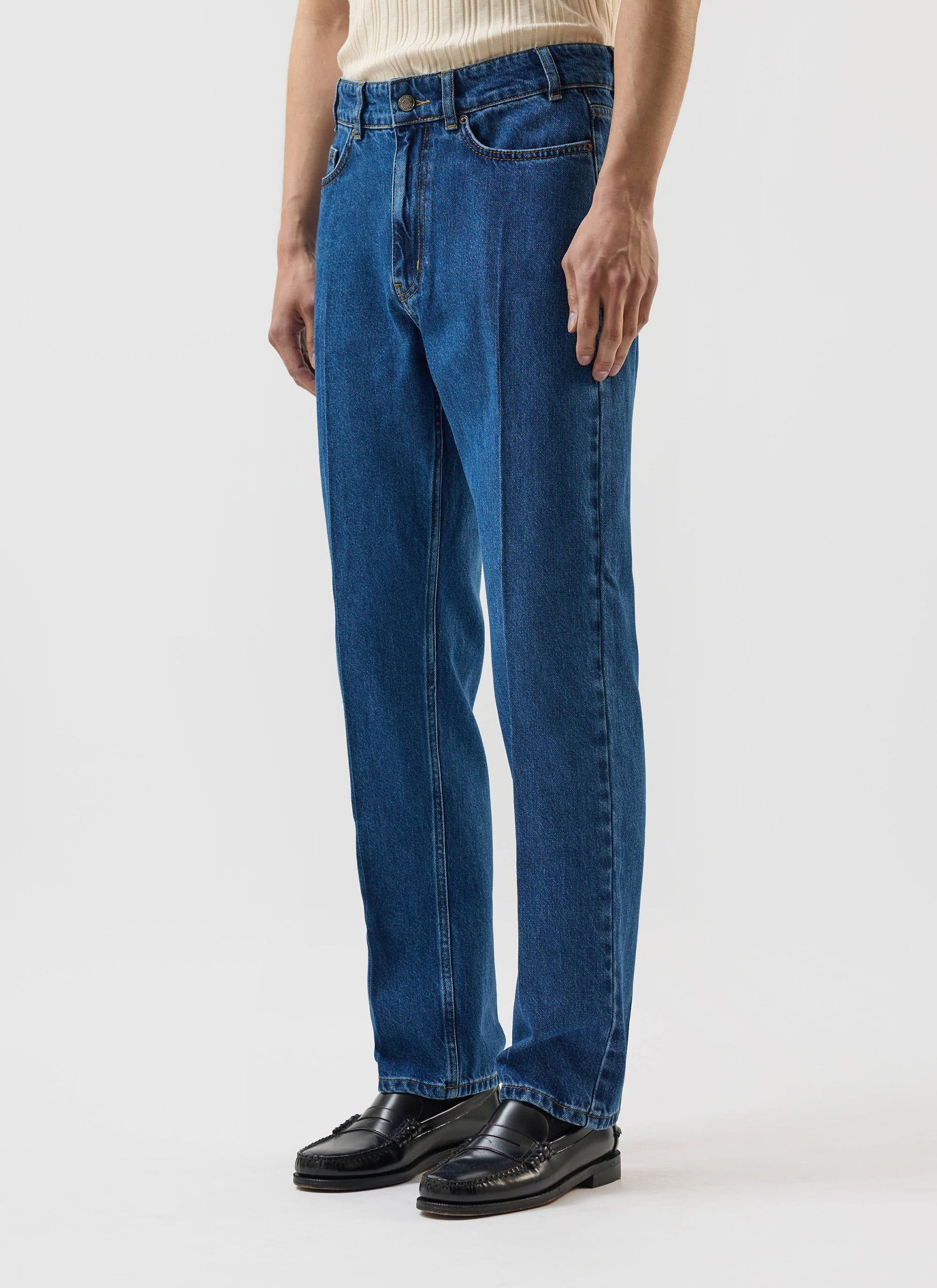 Stay Press Denim Jeans | Percival x Warren | Mid Wash Blue - Image 3