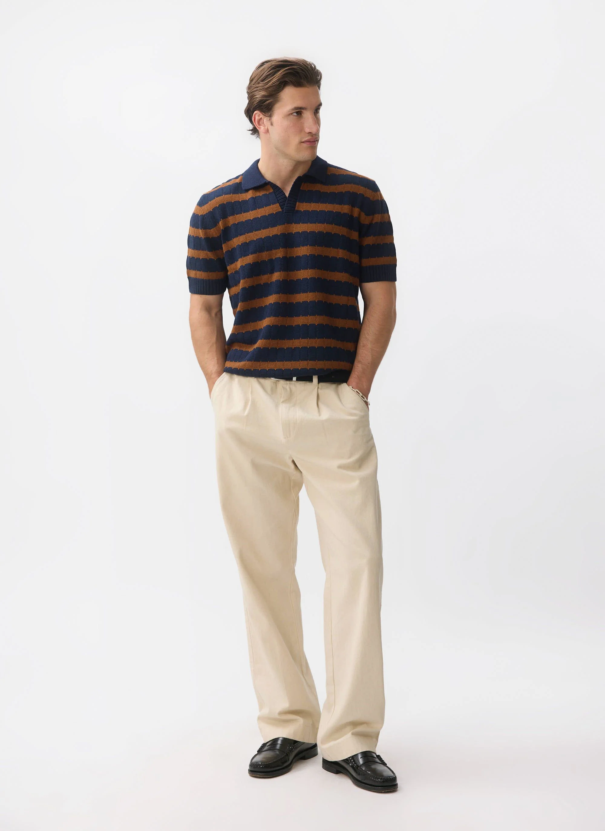 Stine Knitted Polo | Cotton | Brown - Image 3