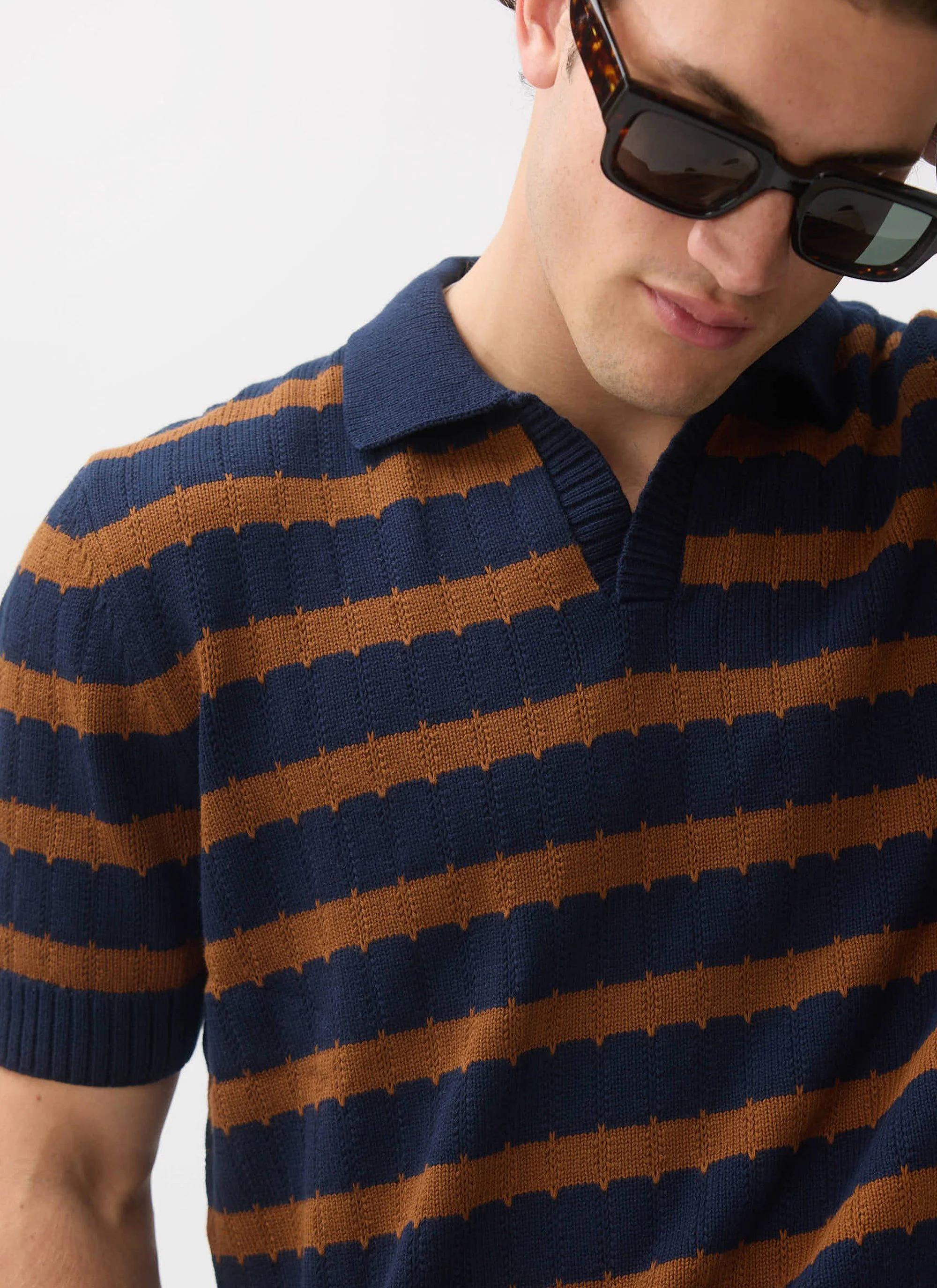 Stine Knitted Polo | Cotton | Brown - Image 4
