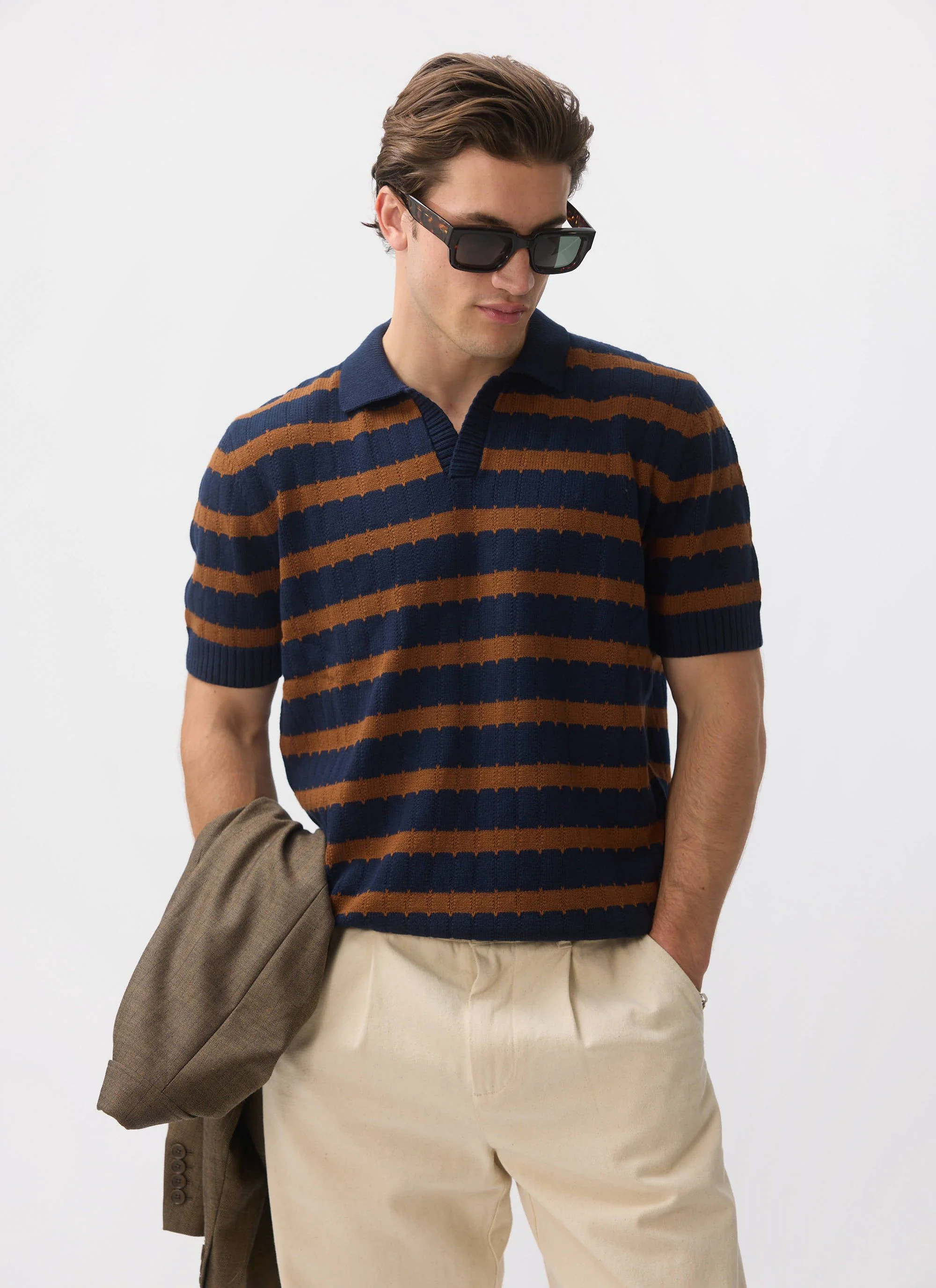 Stine Knitted Polo | Cotton | Brown - Image 5