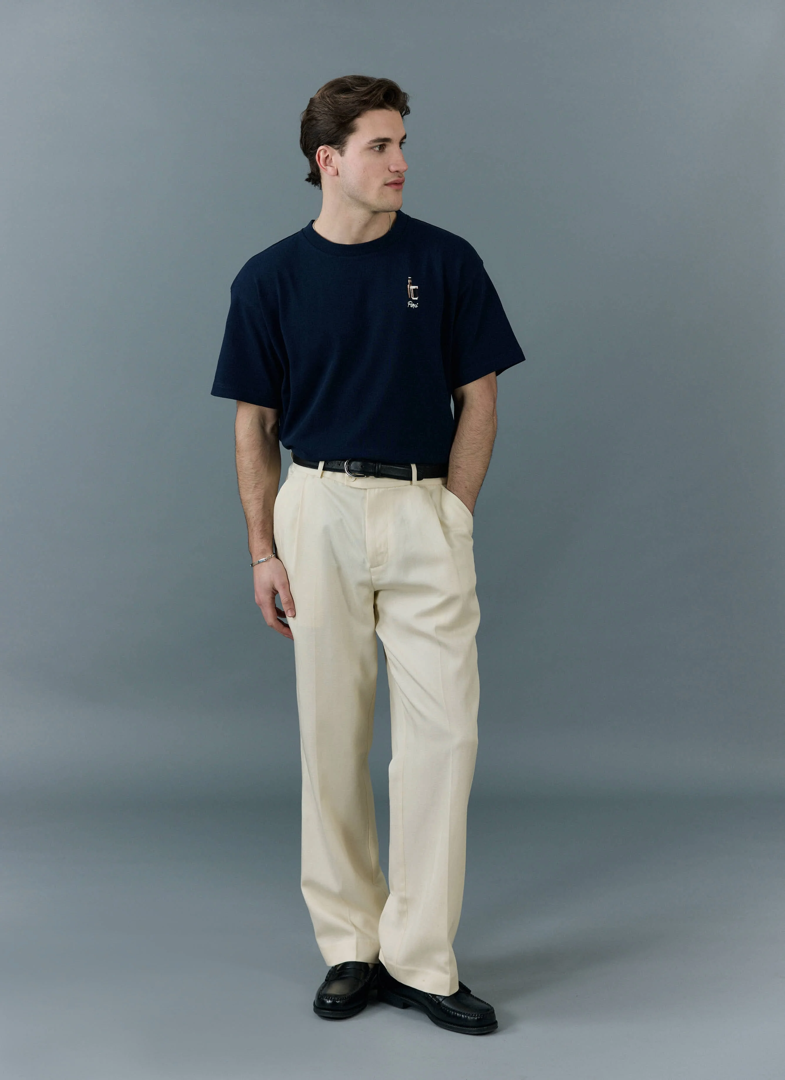 Stout Oversized T Shirt | Embroidered Organic Cotton | Navy - Image 3