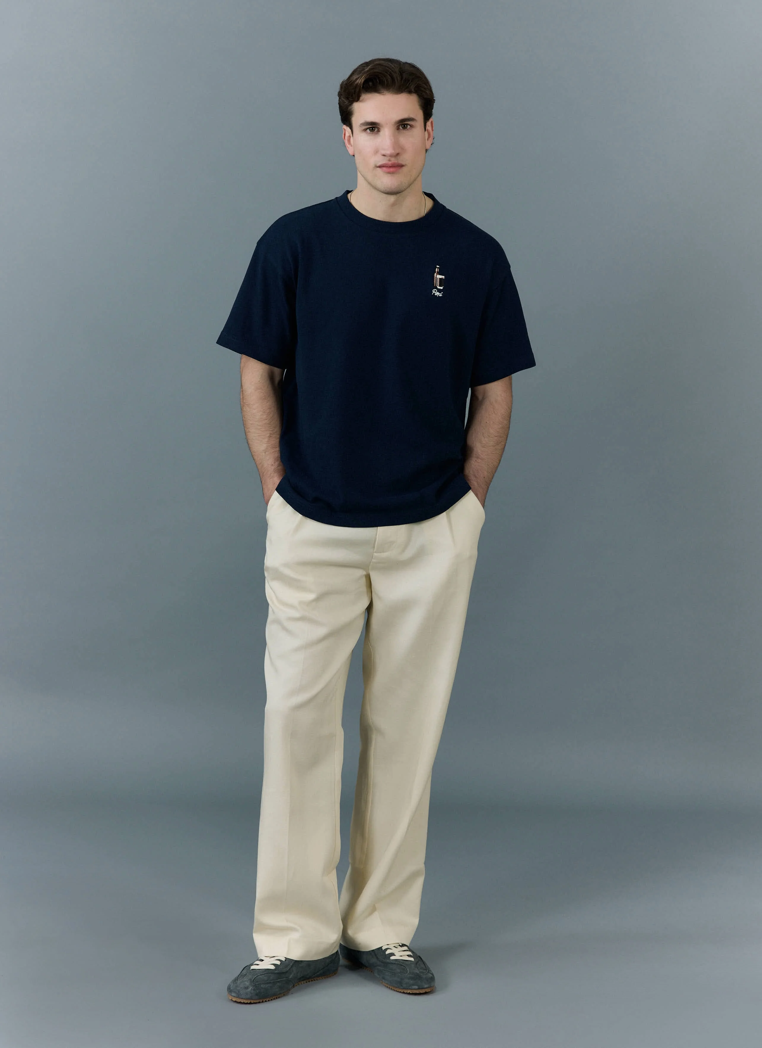 Stout Oversized T Shirt | Embroidered Organic Cotton | Navy - Image 5