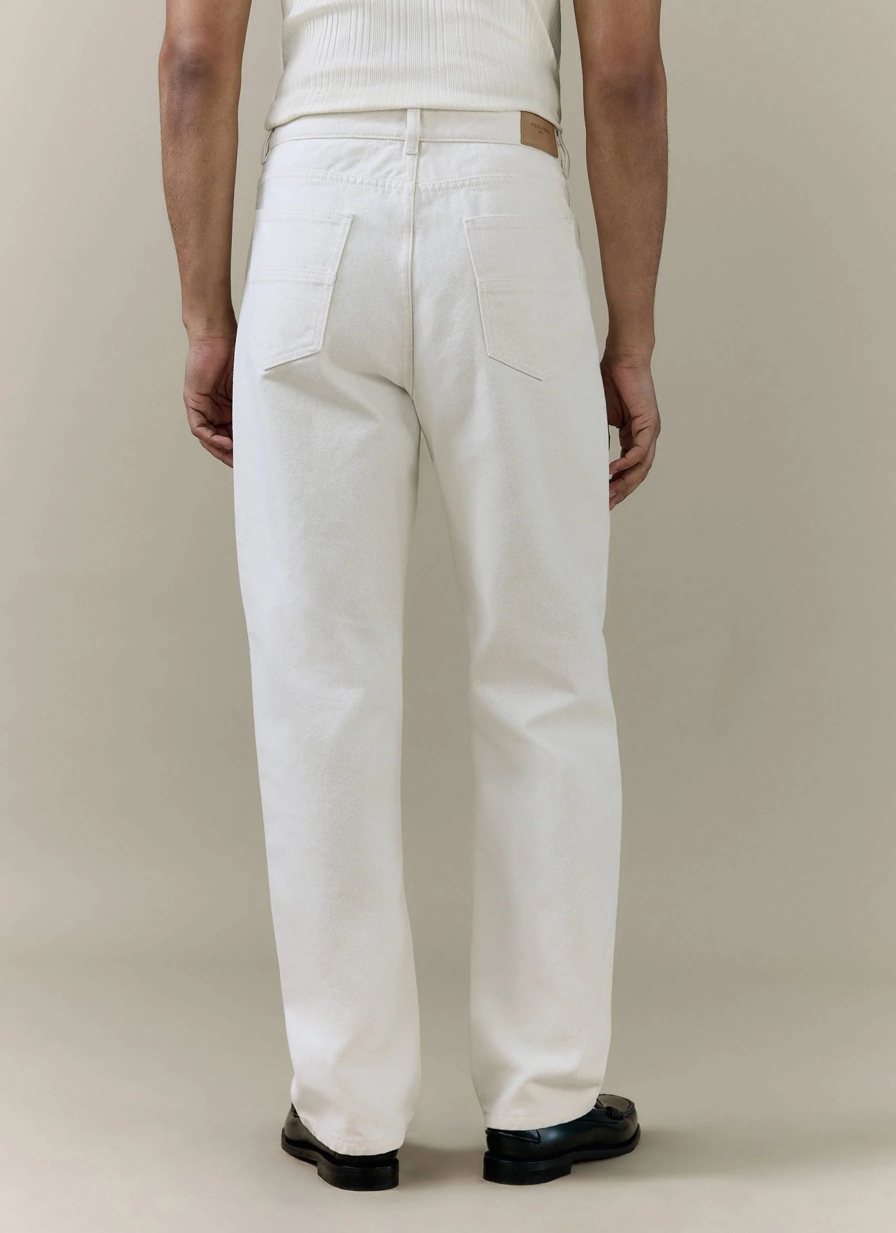 Straight Leg Denim Jeans | Cotton | Cream - Image 5