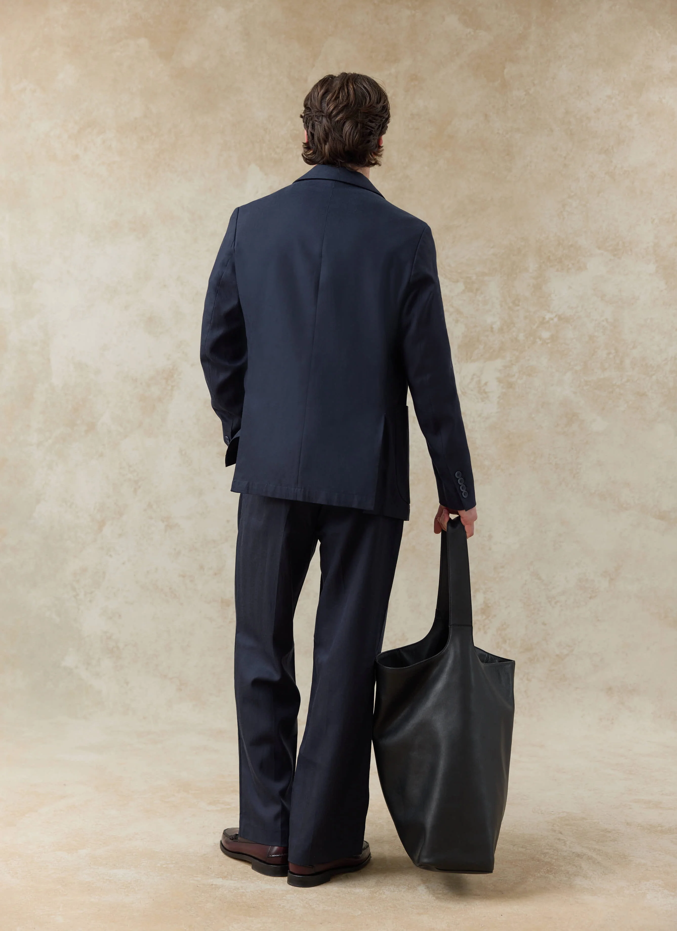 Pleated Leg Trousers | Lyocell | Navy - Image 3