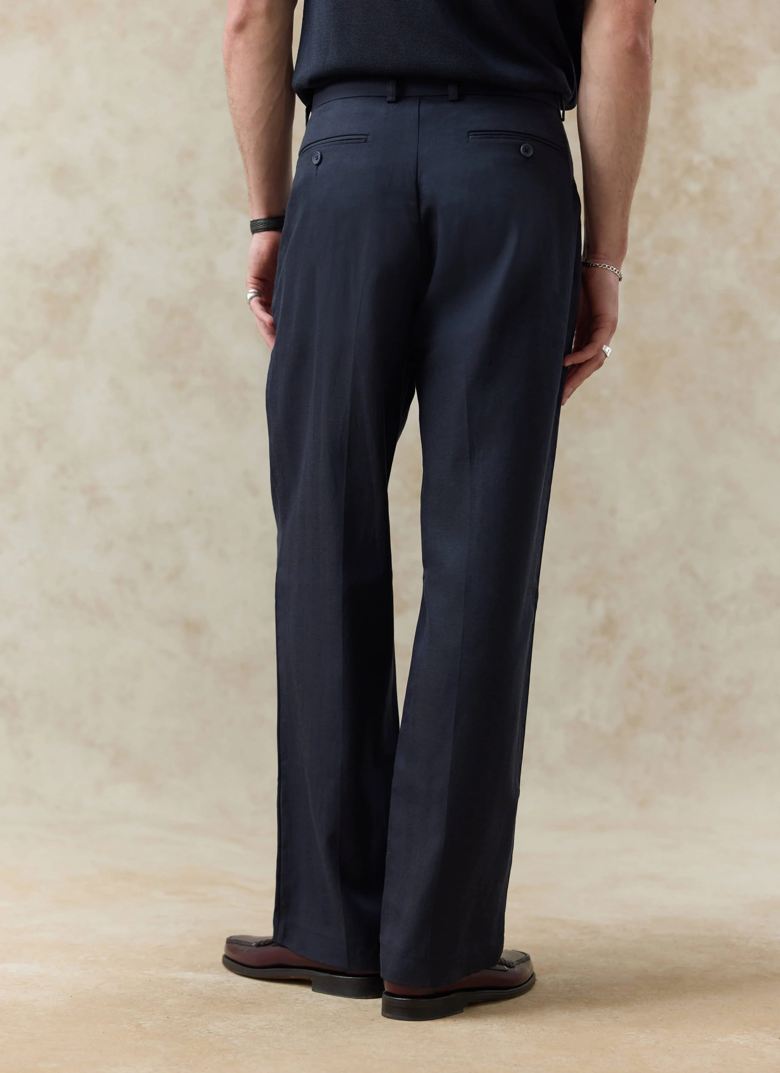 Pleated Leg Trousers | Lyocell | Navy - Image 5