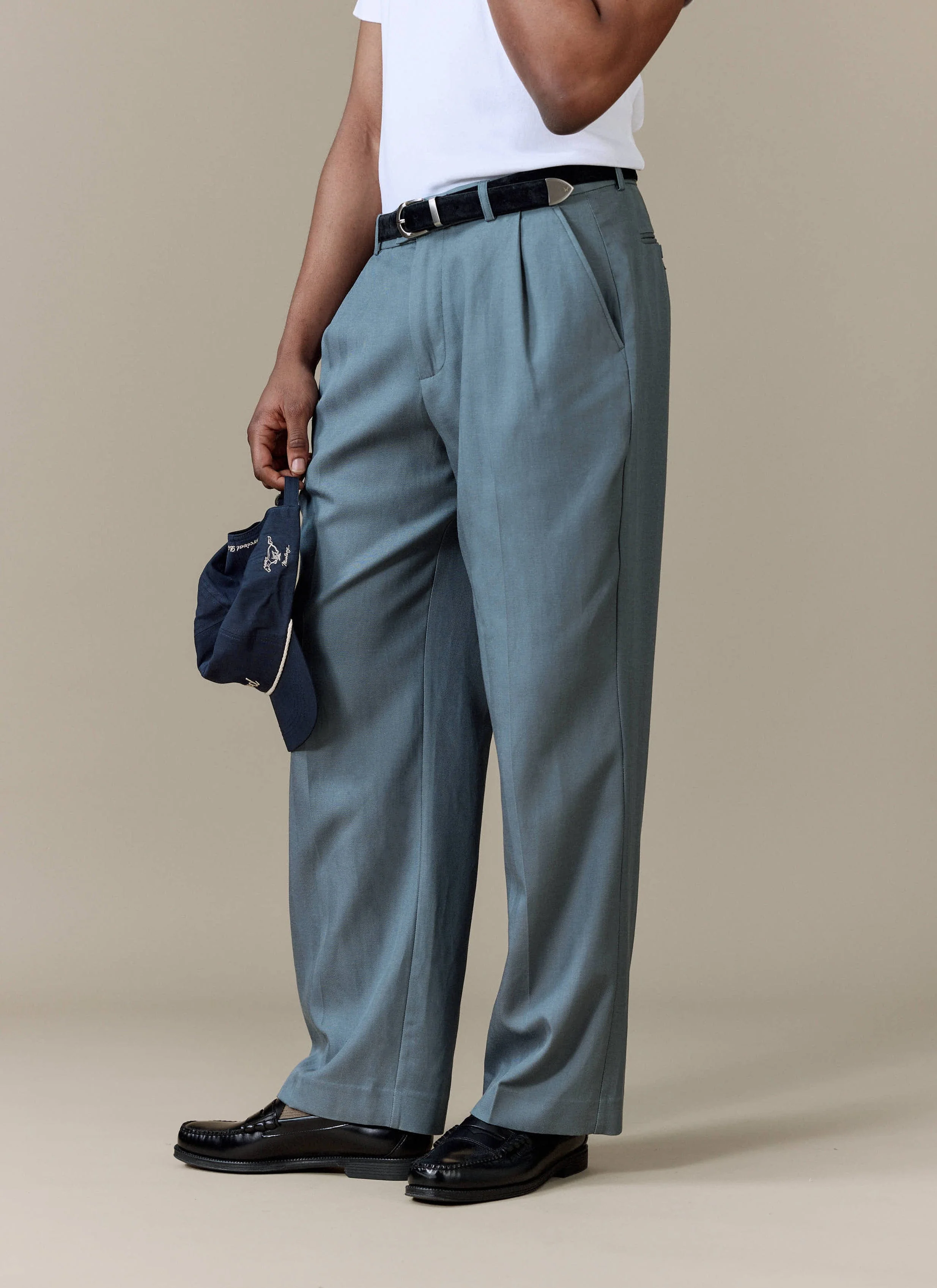 Pleated Leg Trousers | Lyocell | Slate Blue - Image 3