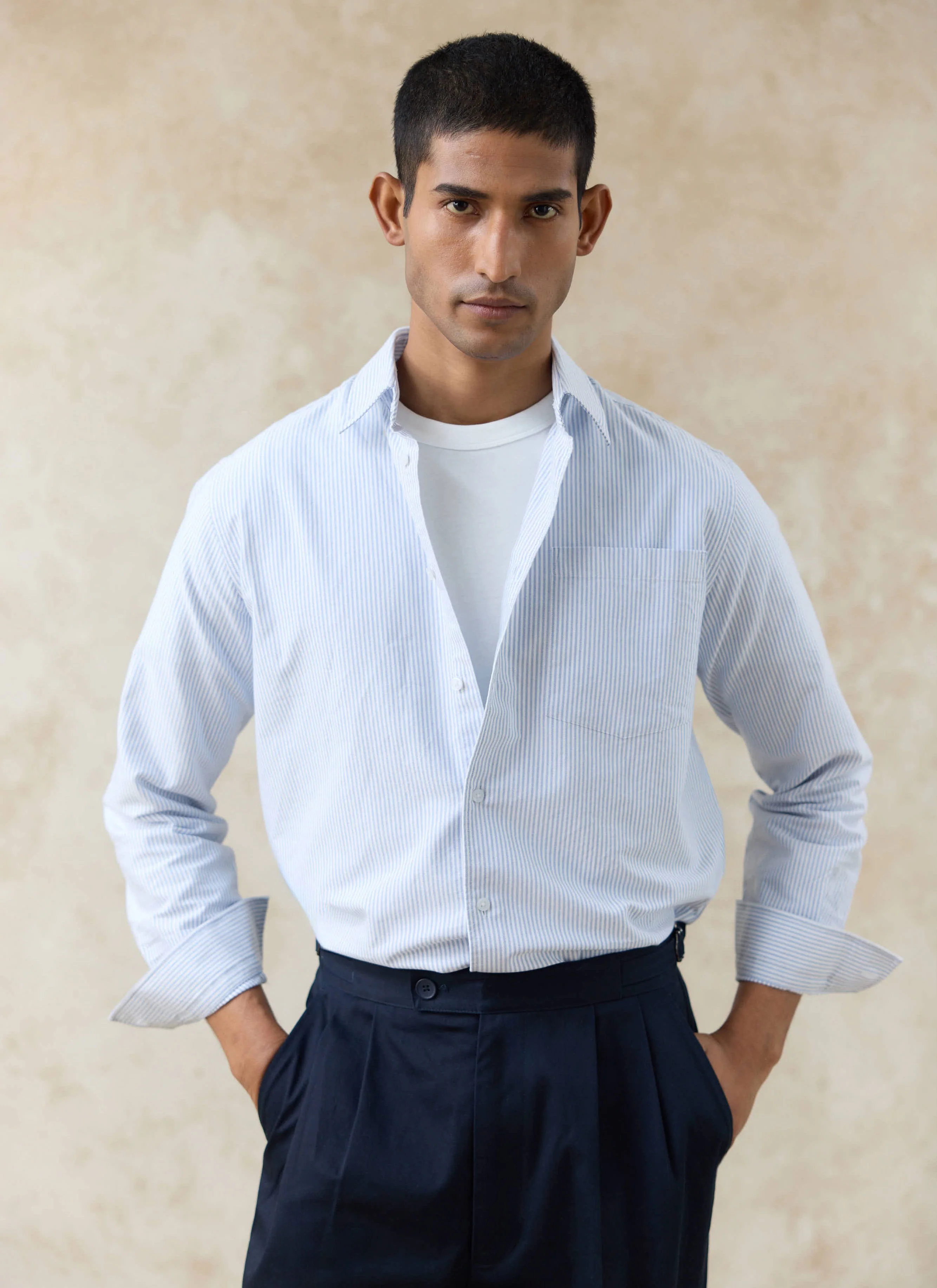 Striped Oxford Shirt | Cotton | Blue Stripe - Image 3