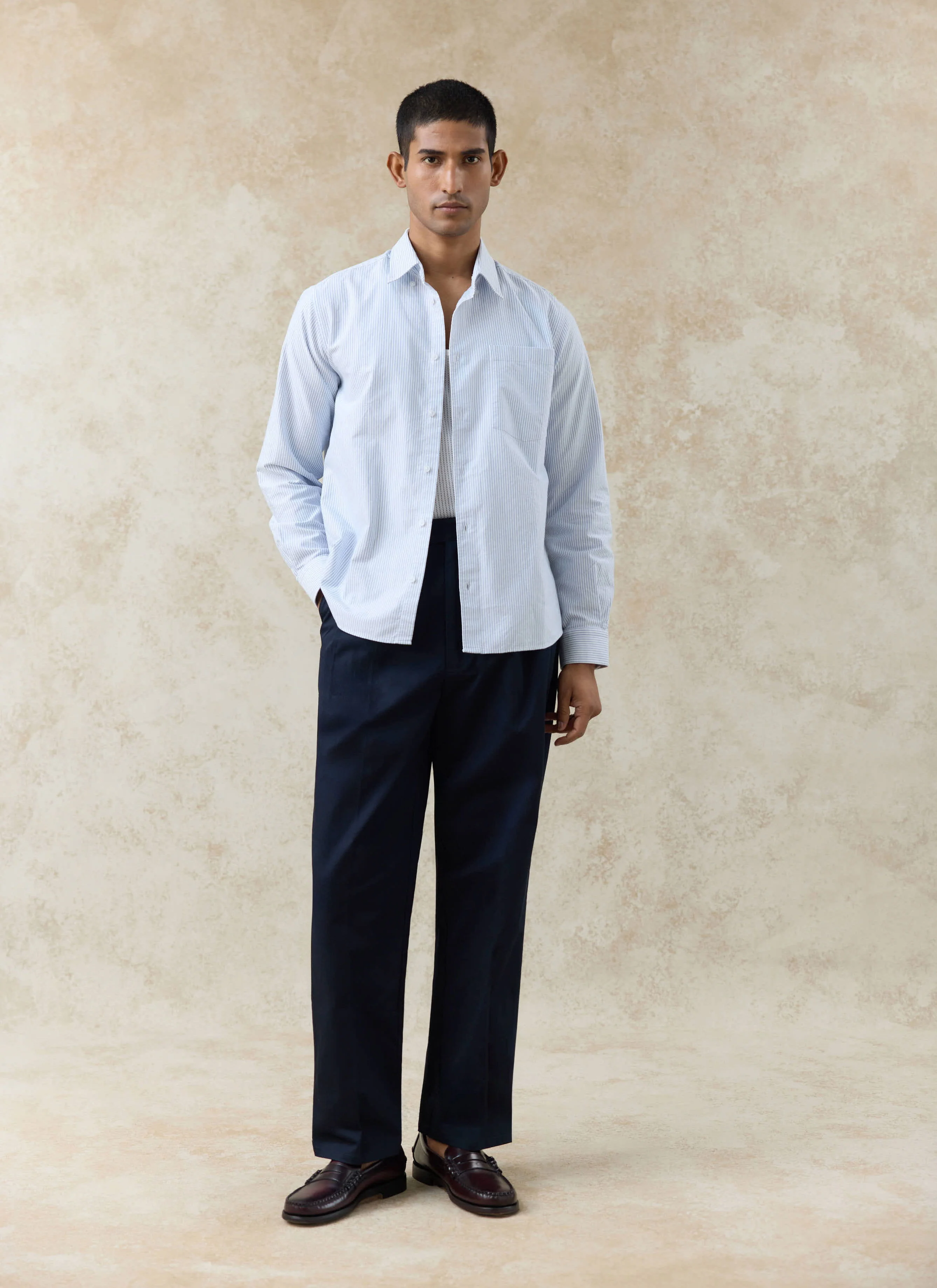 Striped Oxford Shirt | Cotton | Blue Stripe - Image 4
