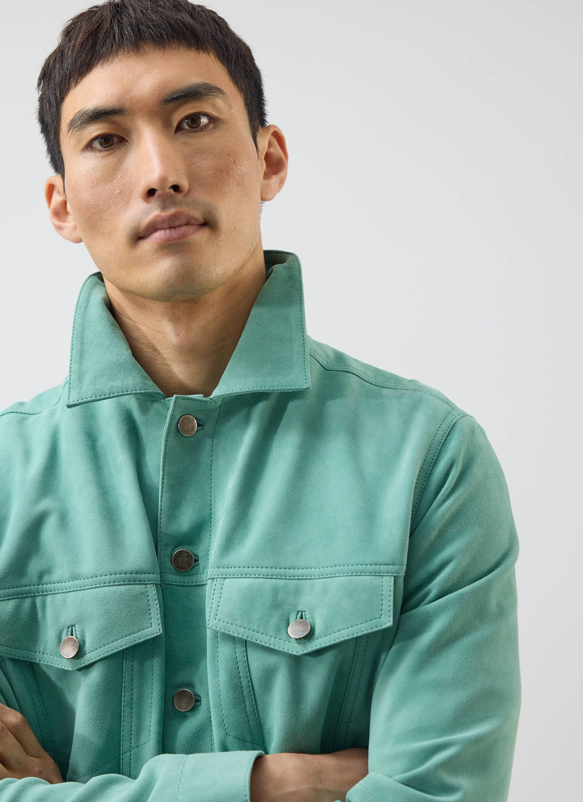 Suede Western Jacket | Percival x Warren | Mint Green - Image 3
