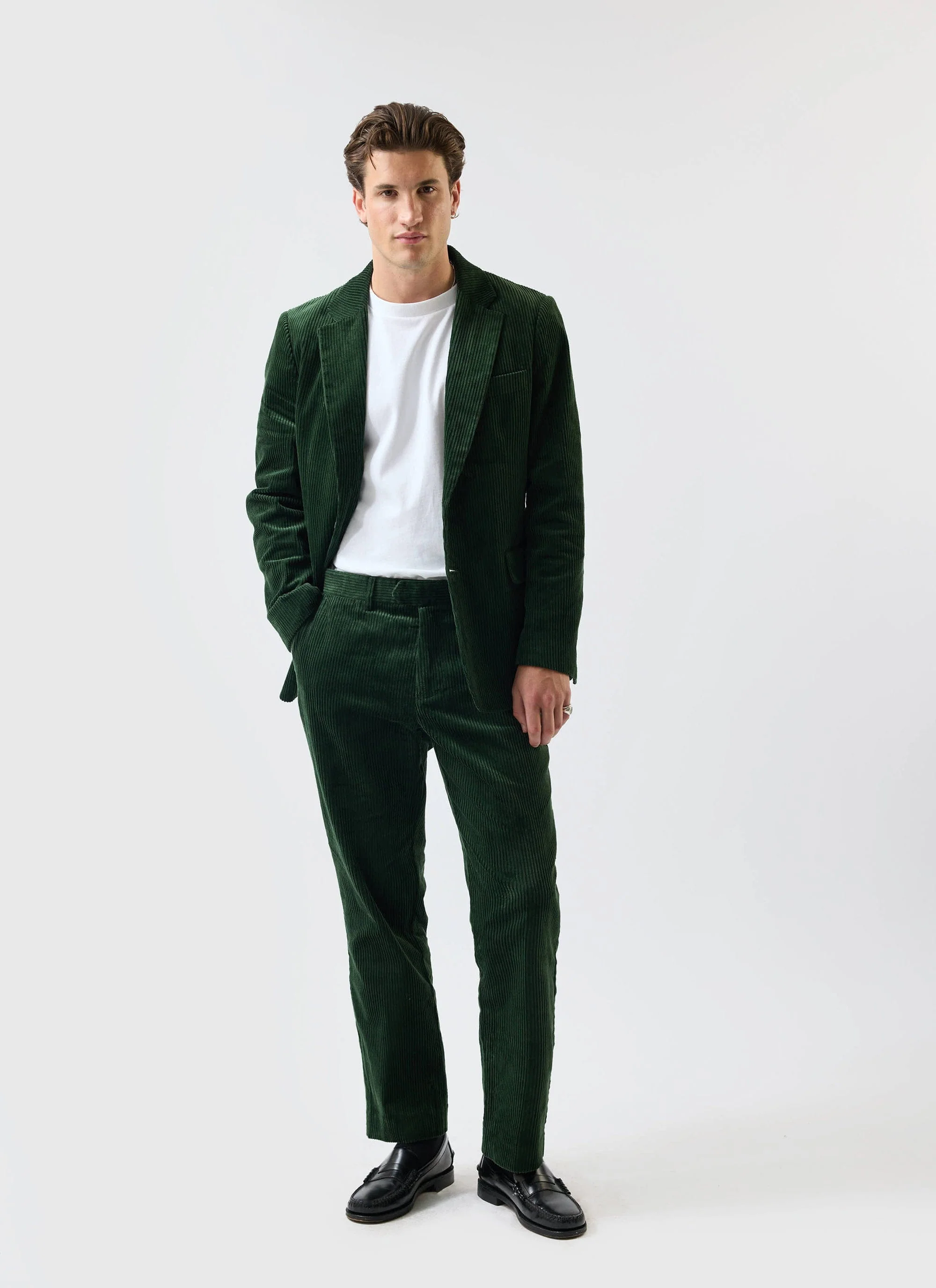 Tailored Chunky Cord Trousers | Forest - Image 6