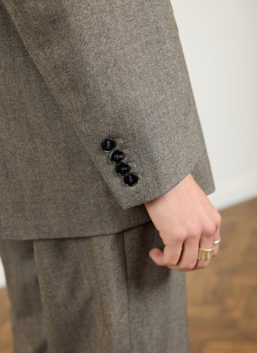 Tailored Double Breasted Blazer | Herringbone | Grey - Image 8