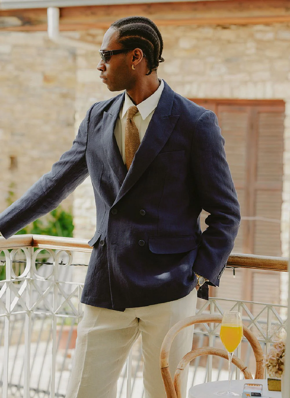 Tailored Double Breasted Blazer | Linen | Navy - Image 5