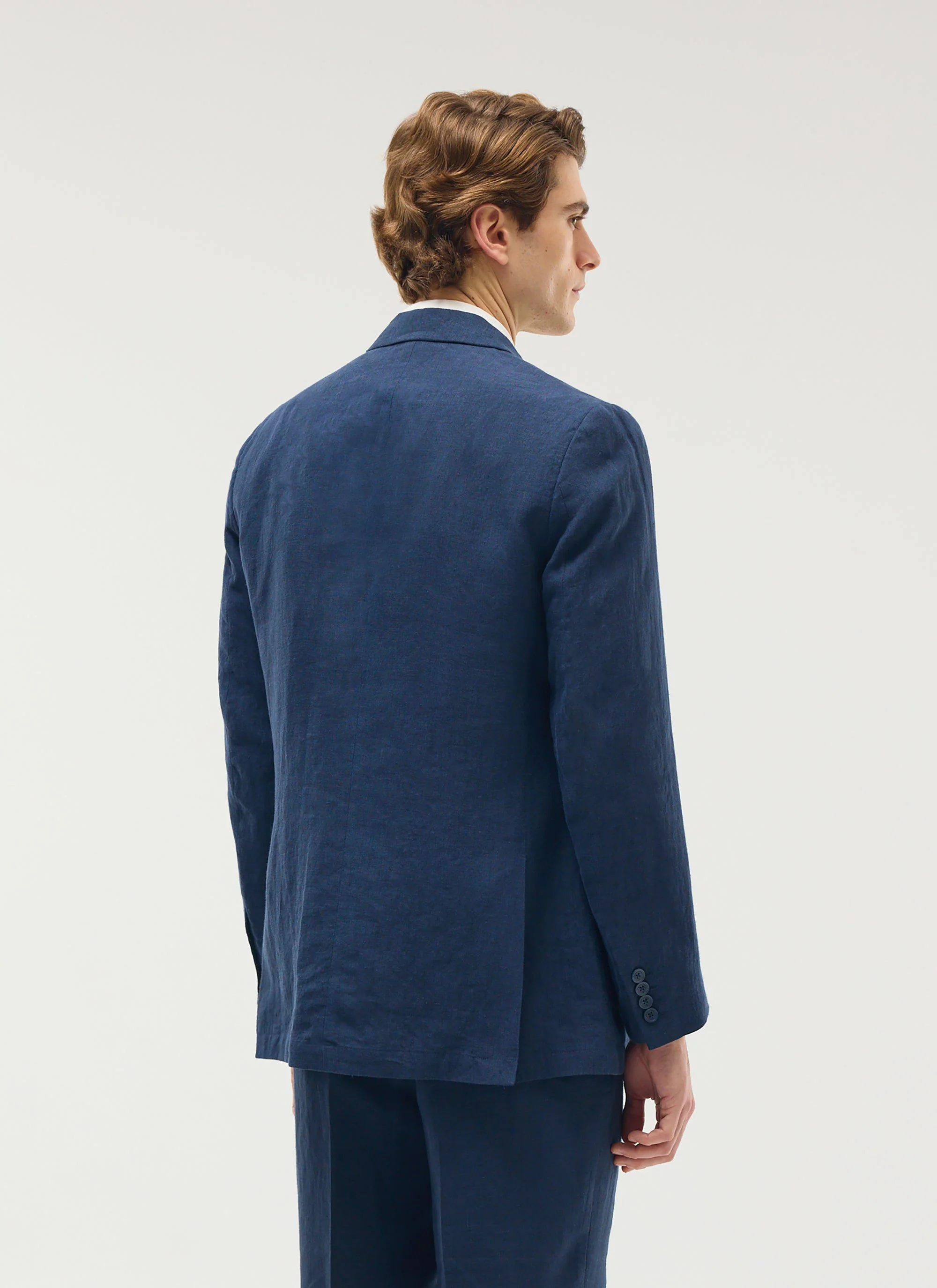 Tailored Double Breasted Blazer | Linen | Navy - Image 6