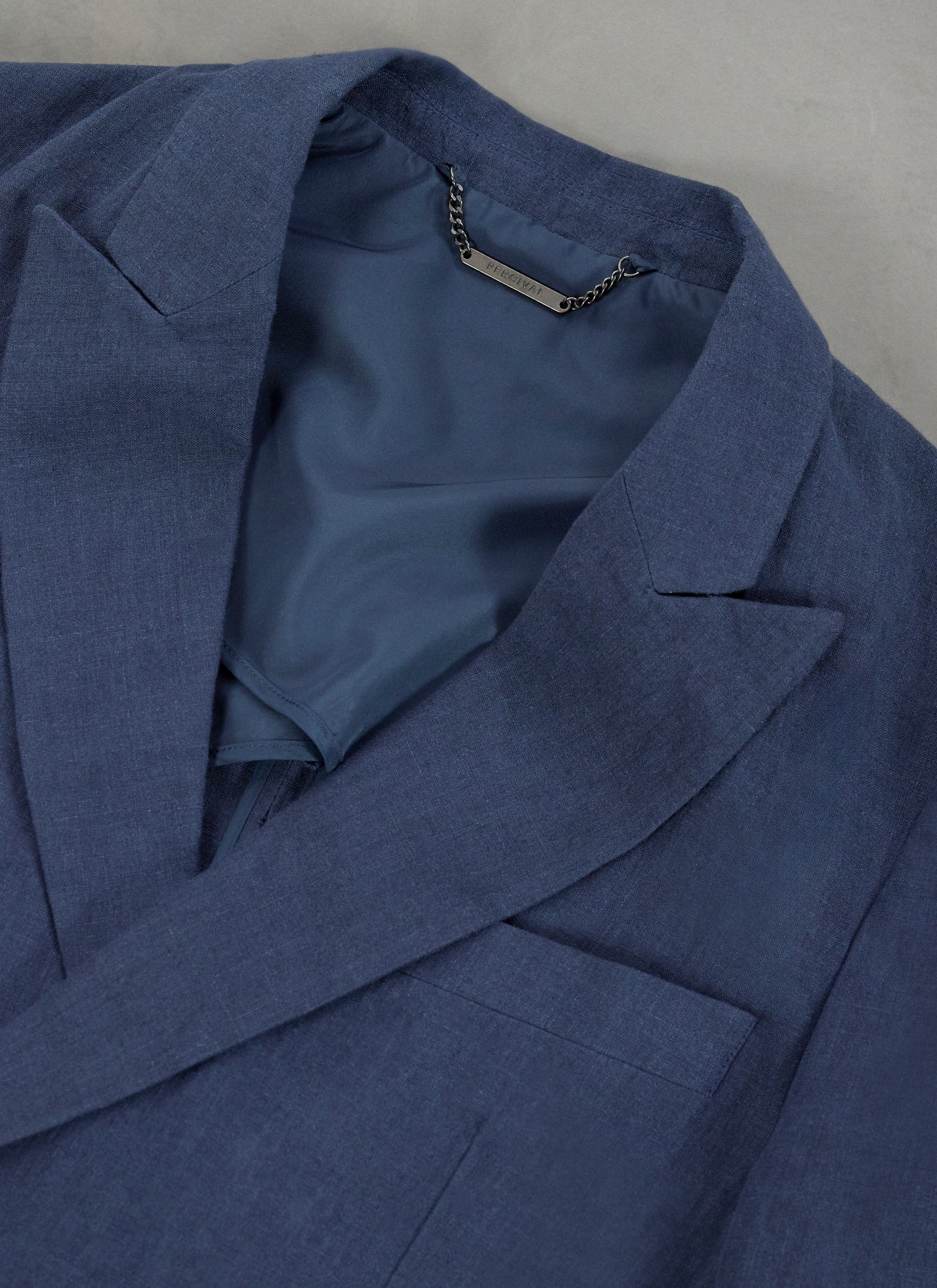 Tailored Double Breasted Blazer | Linen | Navy - Image 9