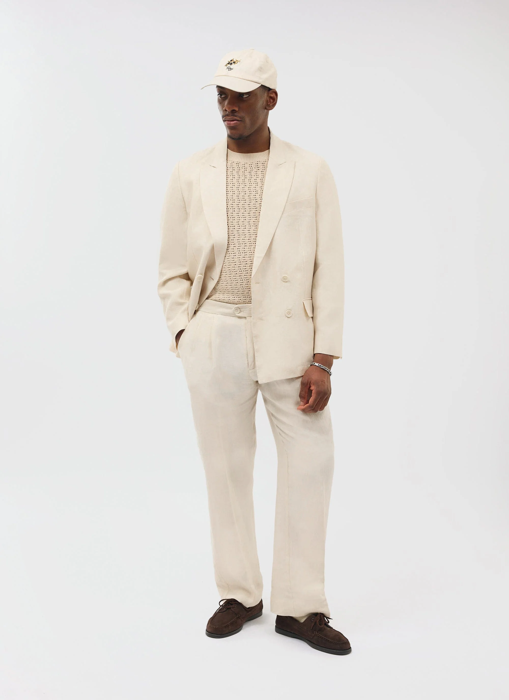 Tailored Double Breasted Blazer | Linen | Cream - Image 6