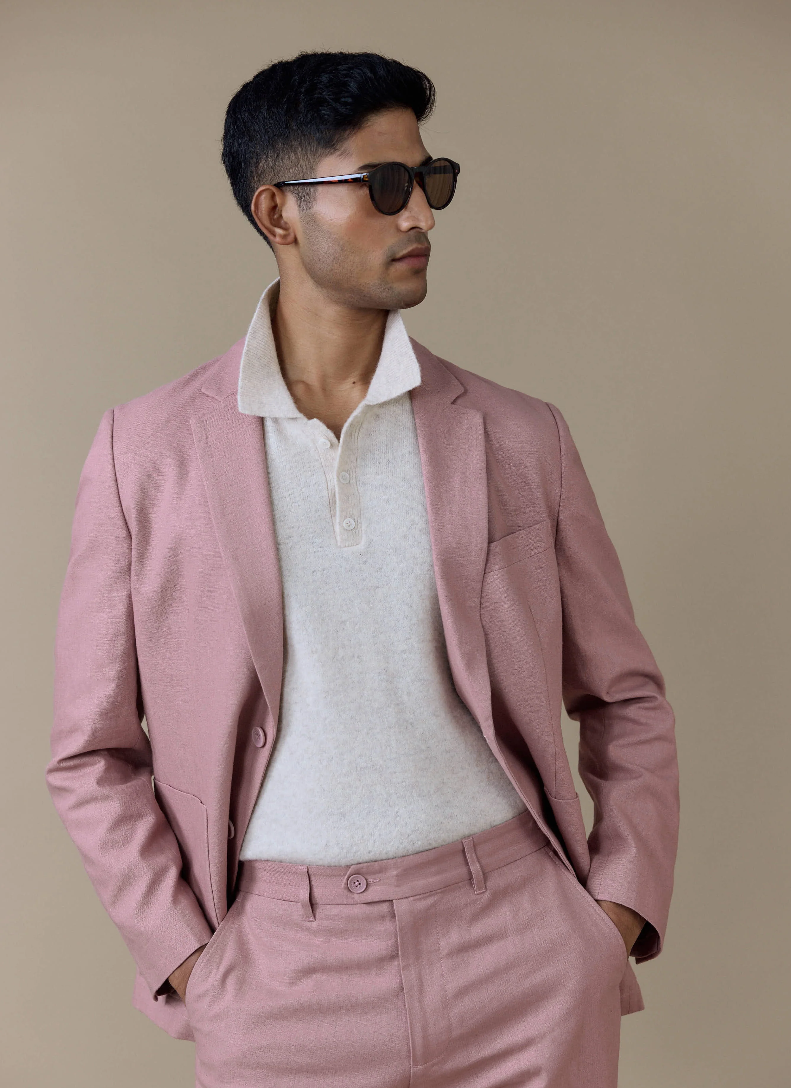 Tailored Blazer | Linen | Dusty Pink - Image 10