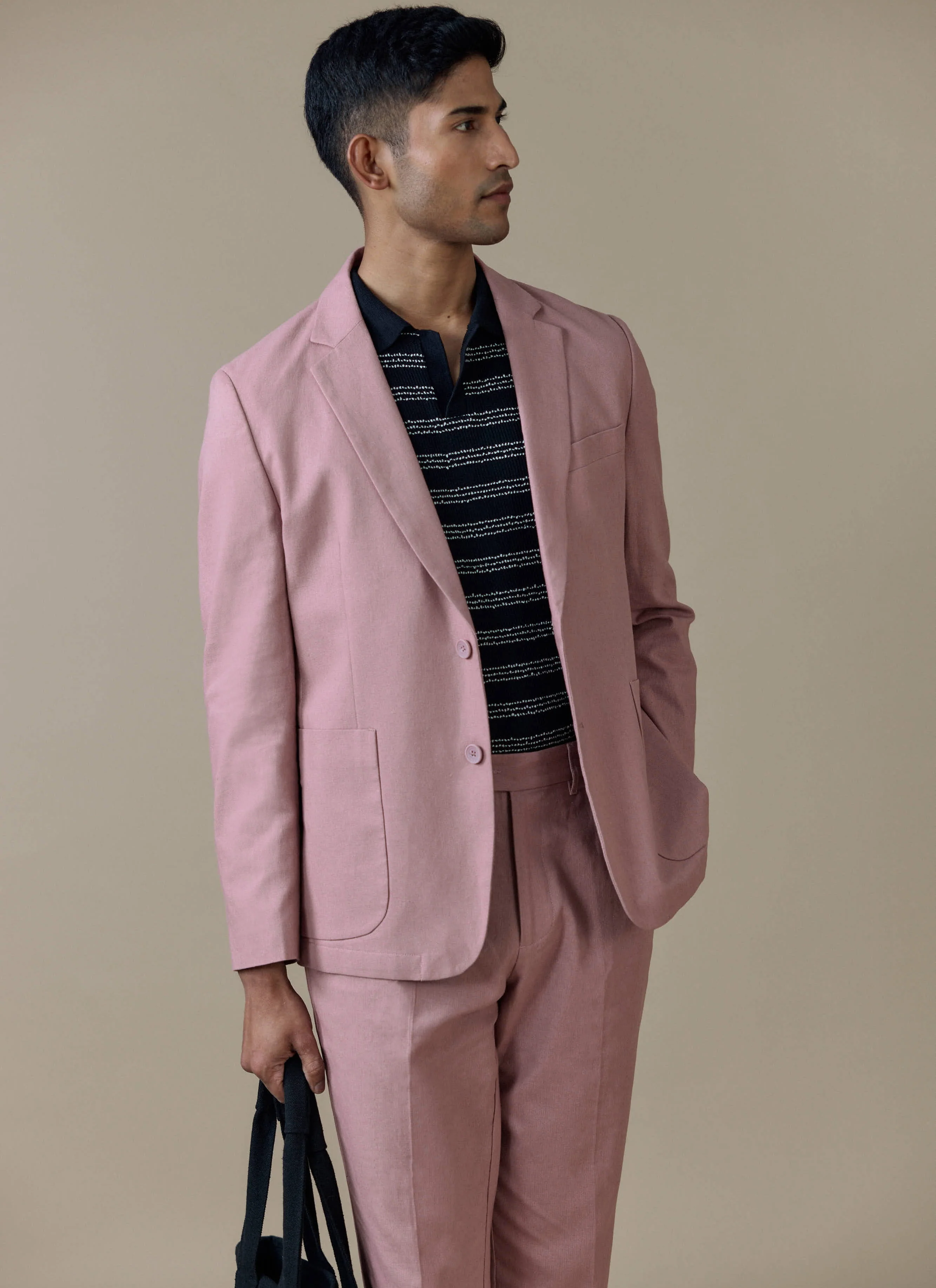 Tailored Blazer | Linen | Dusty Pink - Image 6