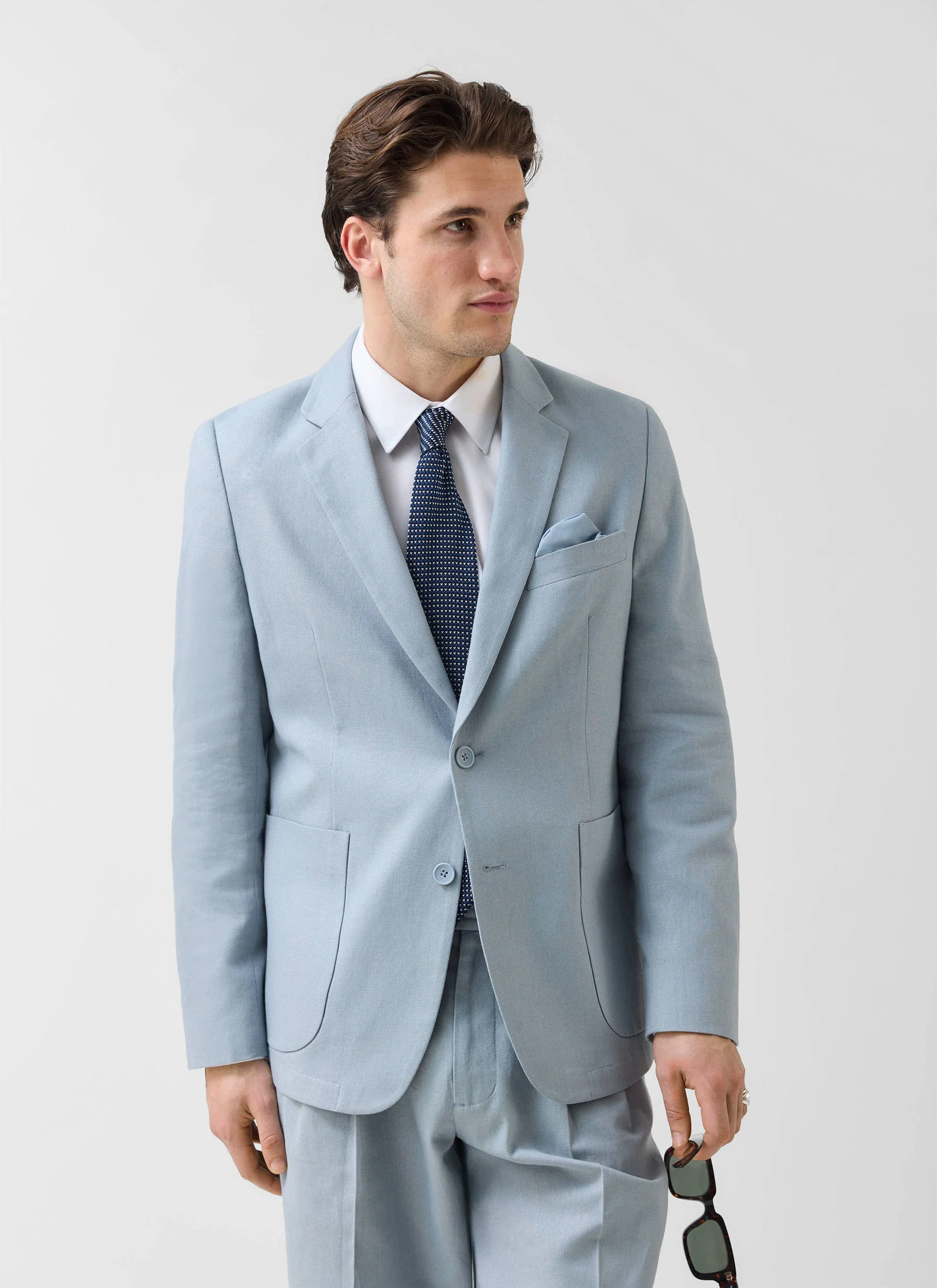 Tailored Linen Blazer | Light Blue - Image 5