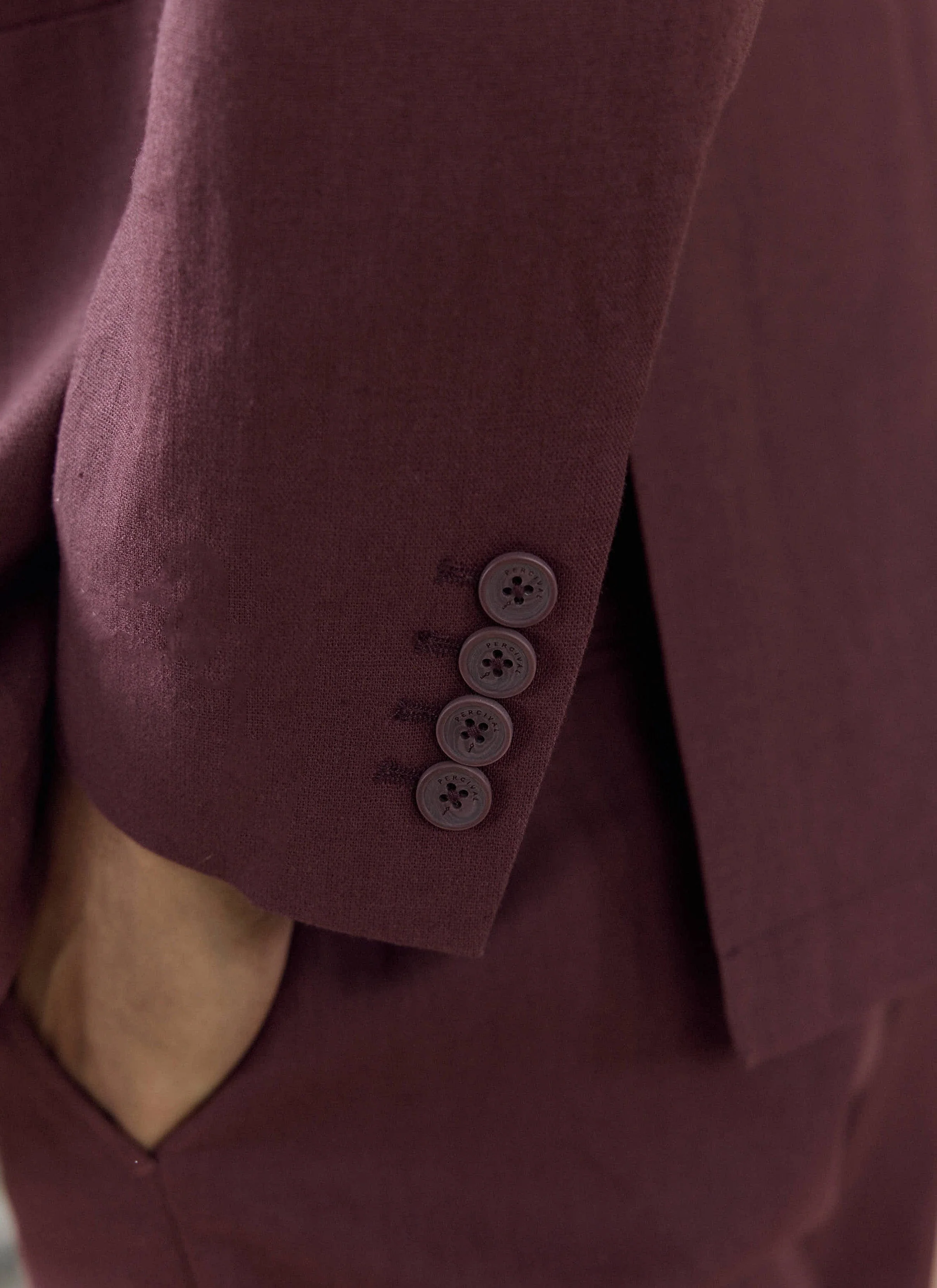 Tailored Blazer | Linen | Merlot - Image 3