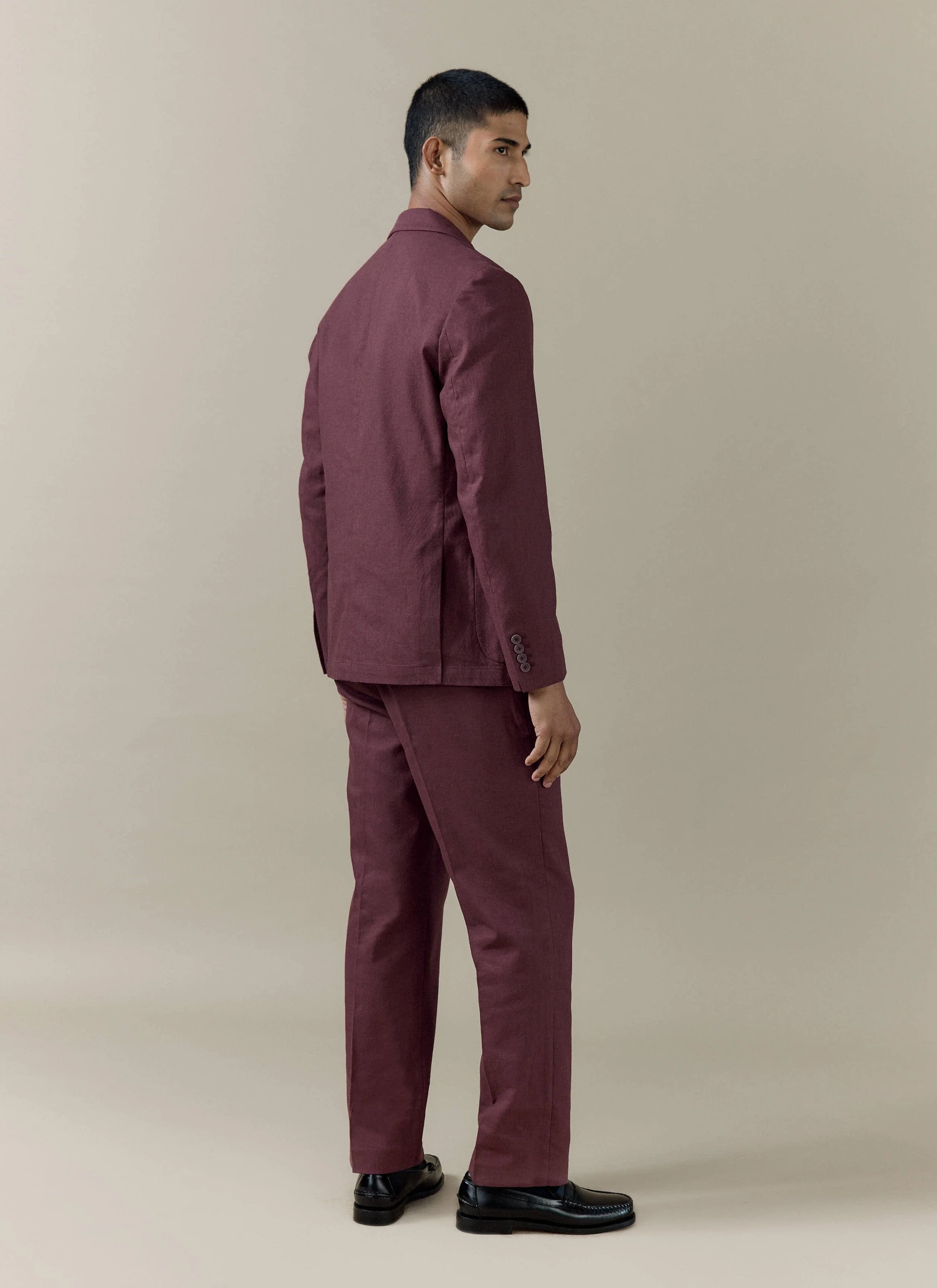 Tailored Blazer | Linen | Merlot - Image 4