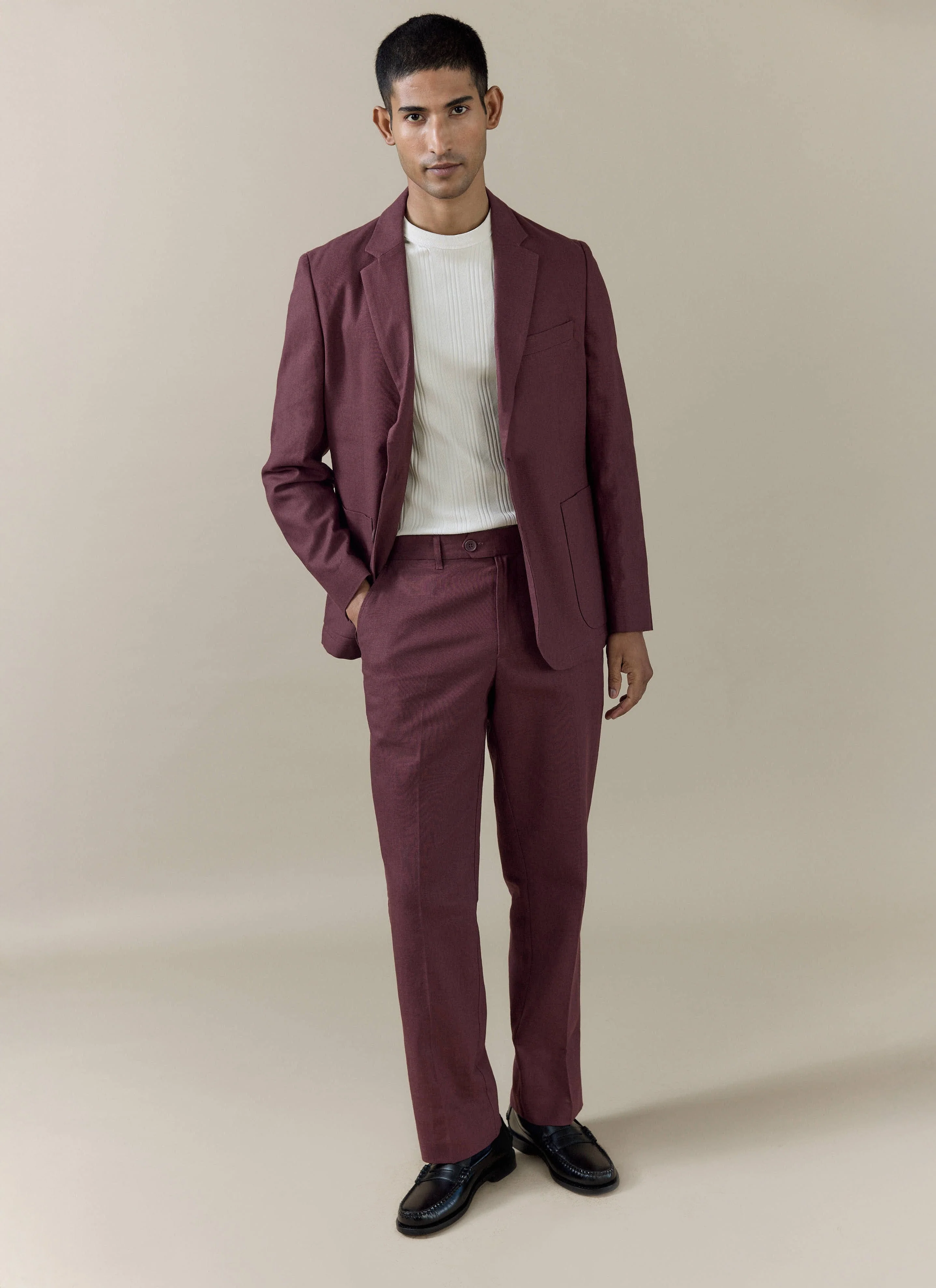 Tailored Blazer | Linen | Merlot - Image 8