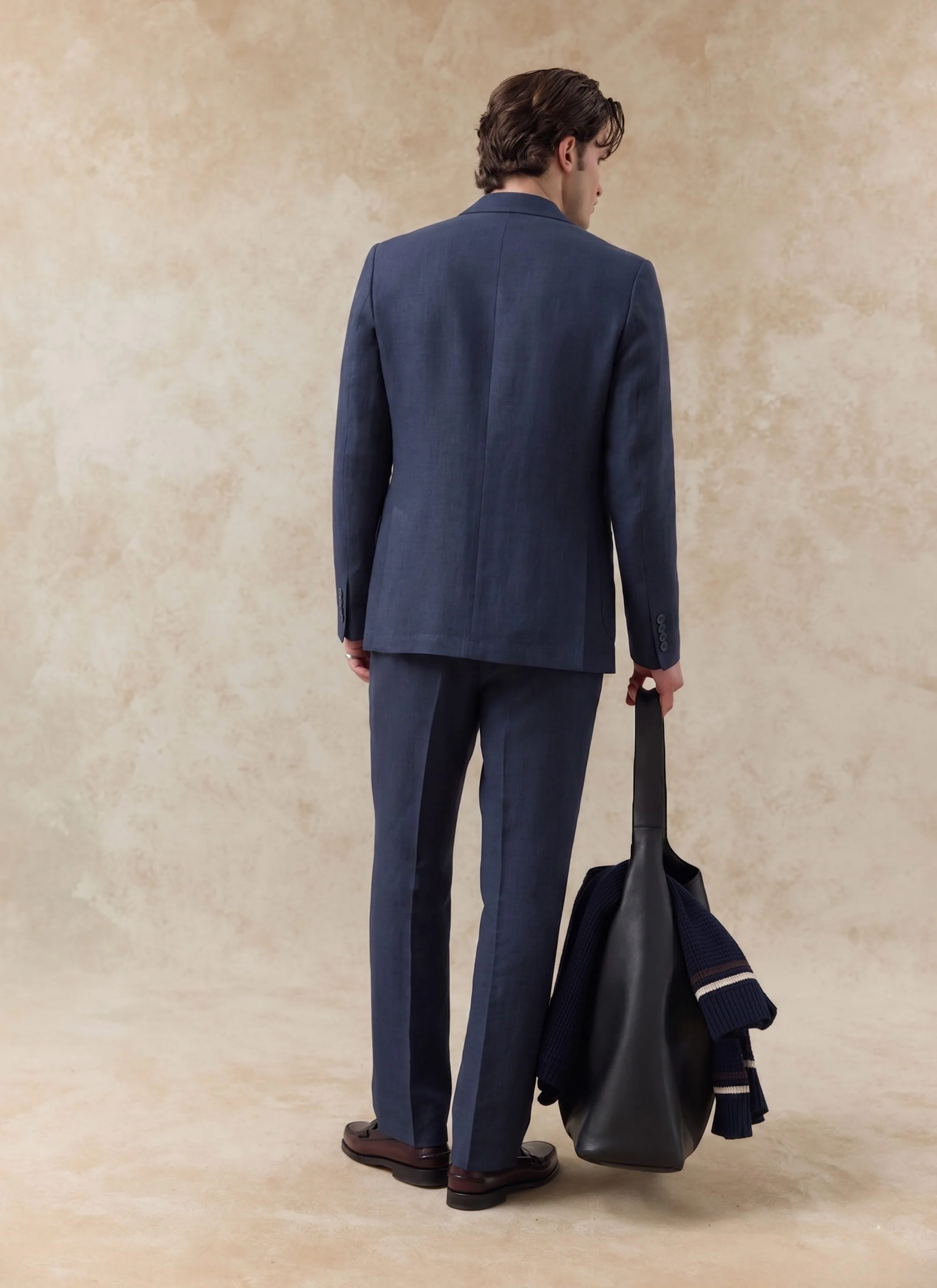 Tailored Linen Trousers | Navy - Image 7