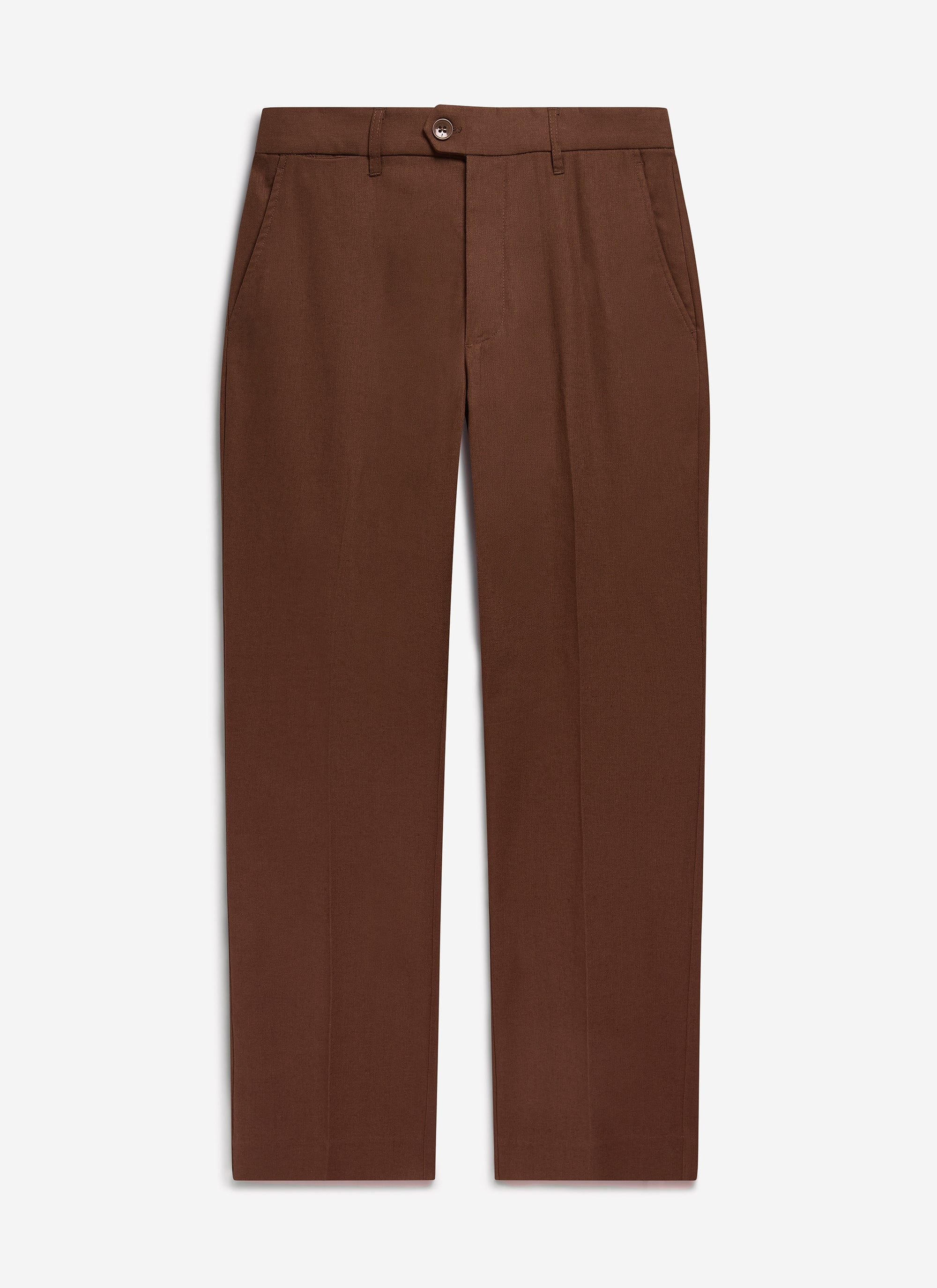 Tailored Linen Trousers | Brown - Image 7