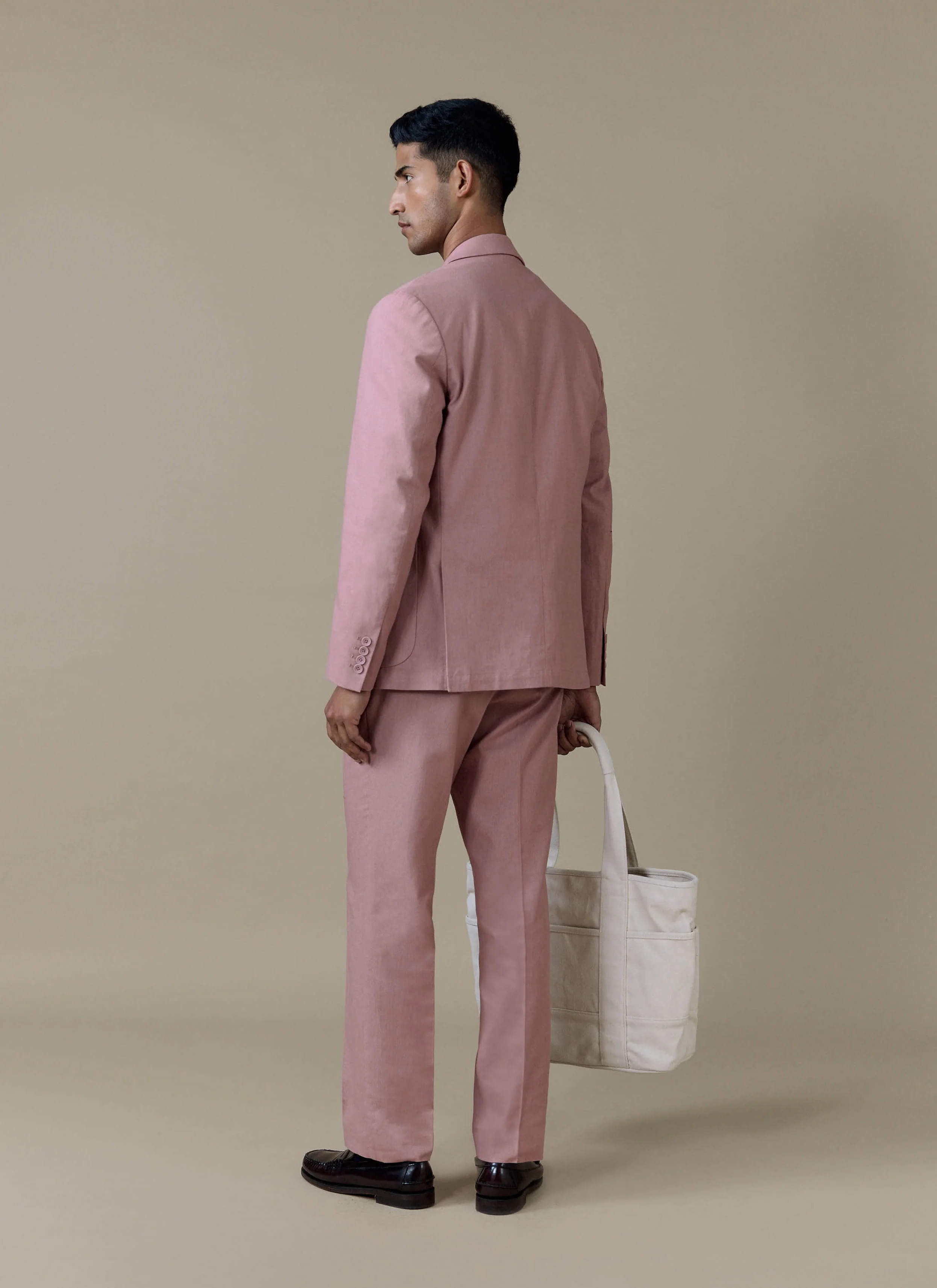 Tailored Trousers | Linen | Dusty Pink - Image 3