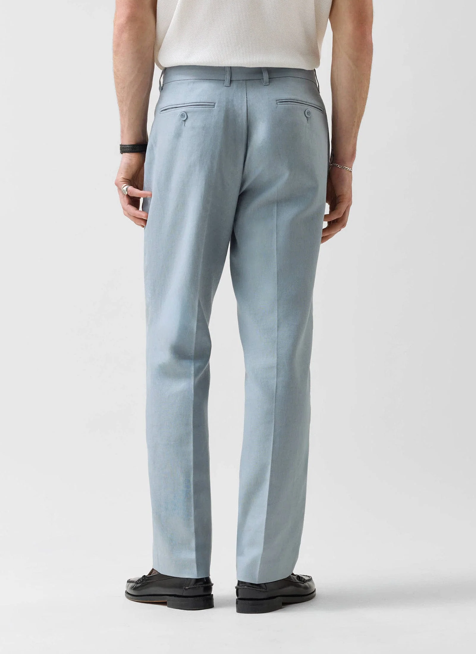 Tailored Linen Trousers | Light Blue - Image 5