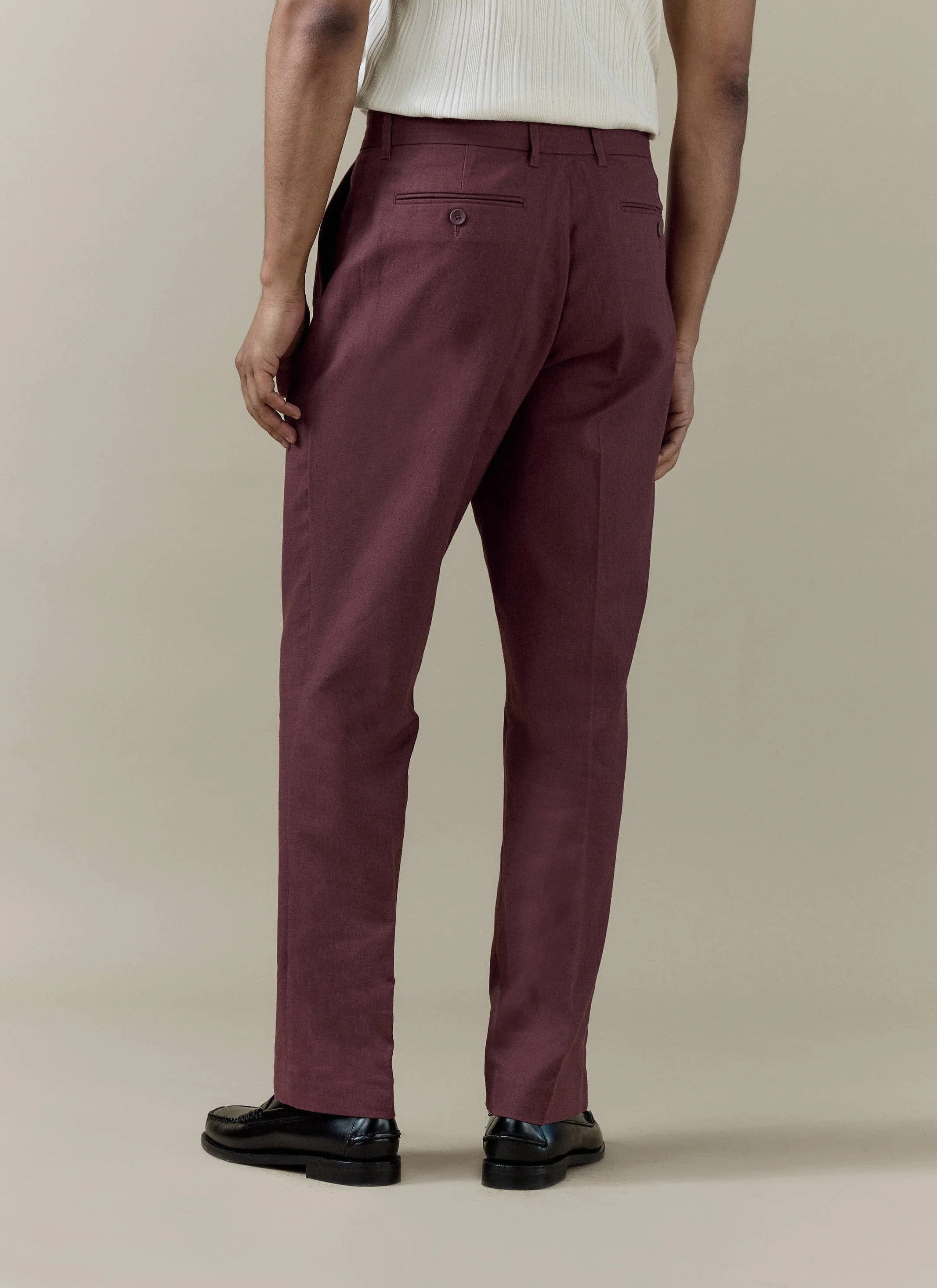 Tailored Trousers | Linen | Merlot - Image 3
