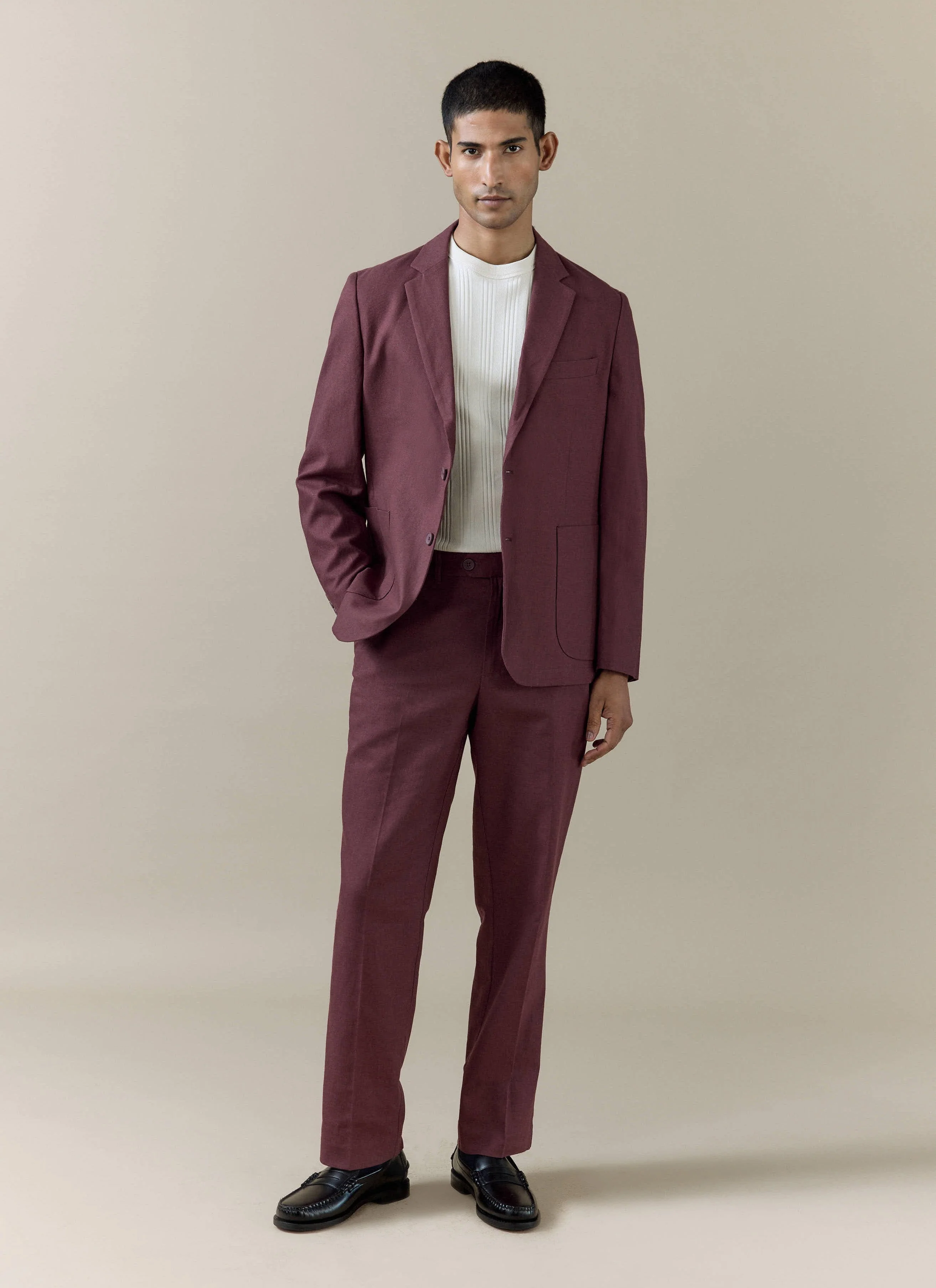 Tailored Trousers | Linen | Merlot - Image 5