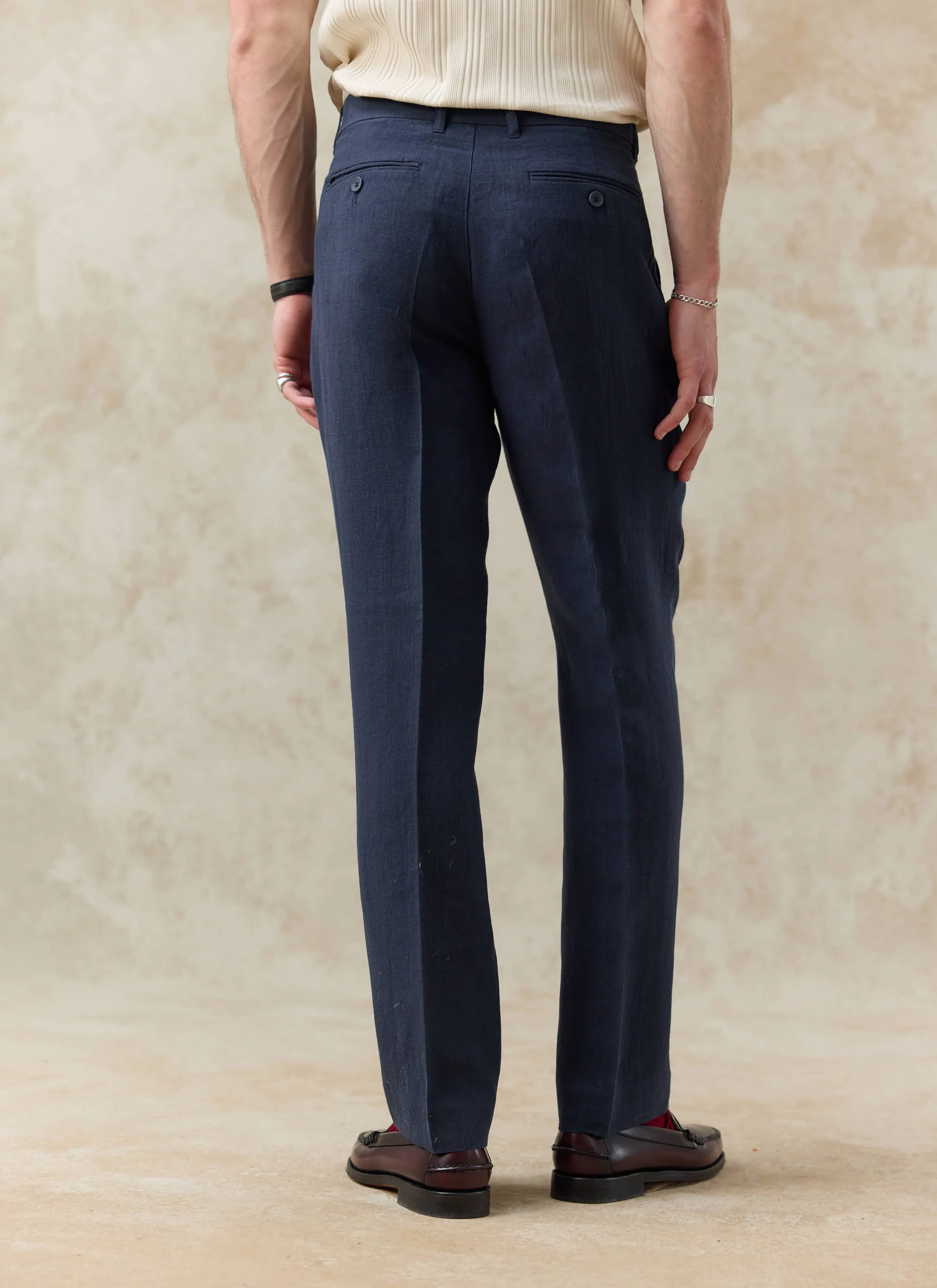 Tailored Linen Trousers | Navy - Image 5