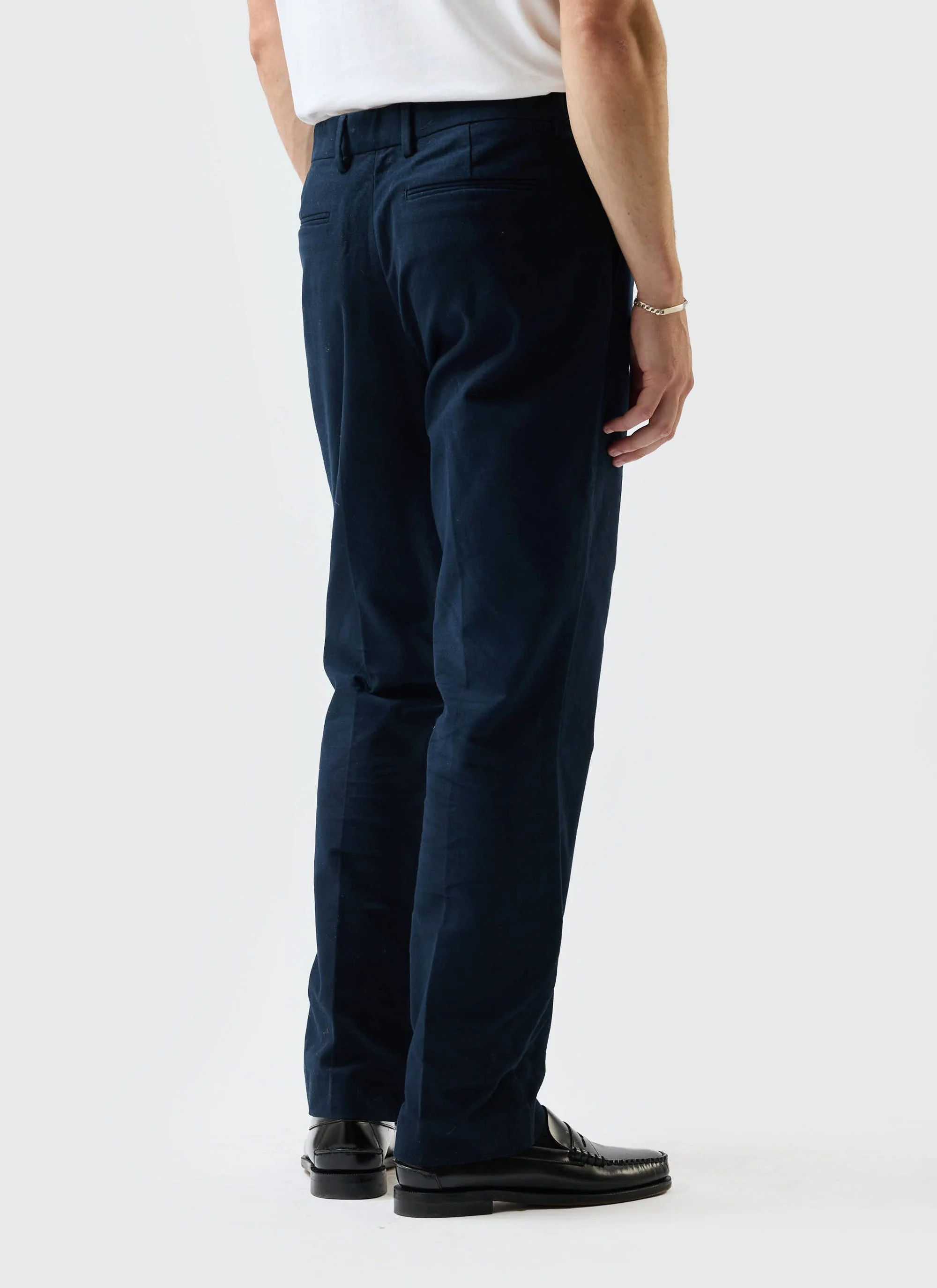 Tailored Moleskin Straight Leg Trousers | Navy - Image 5