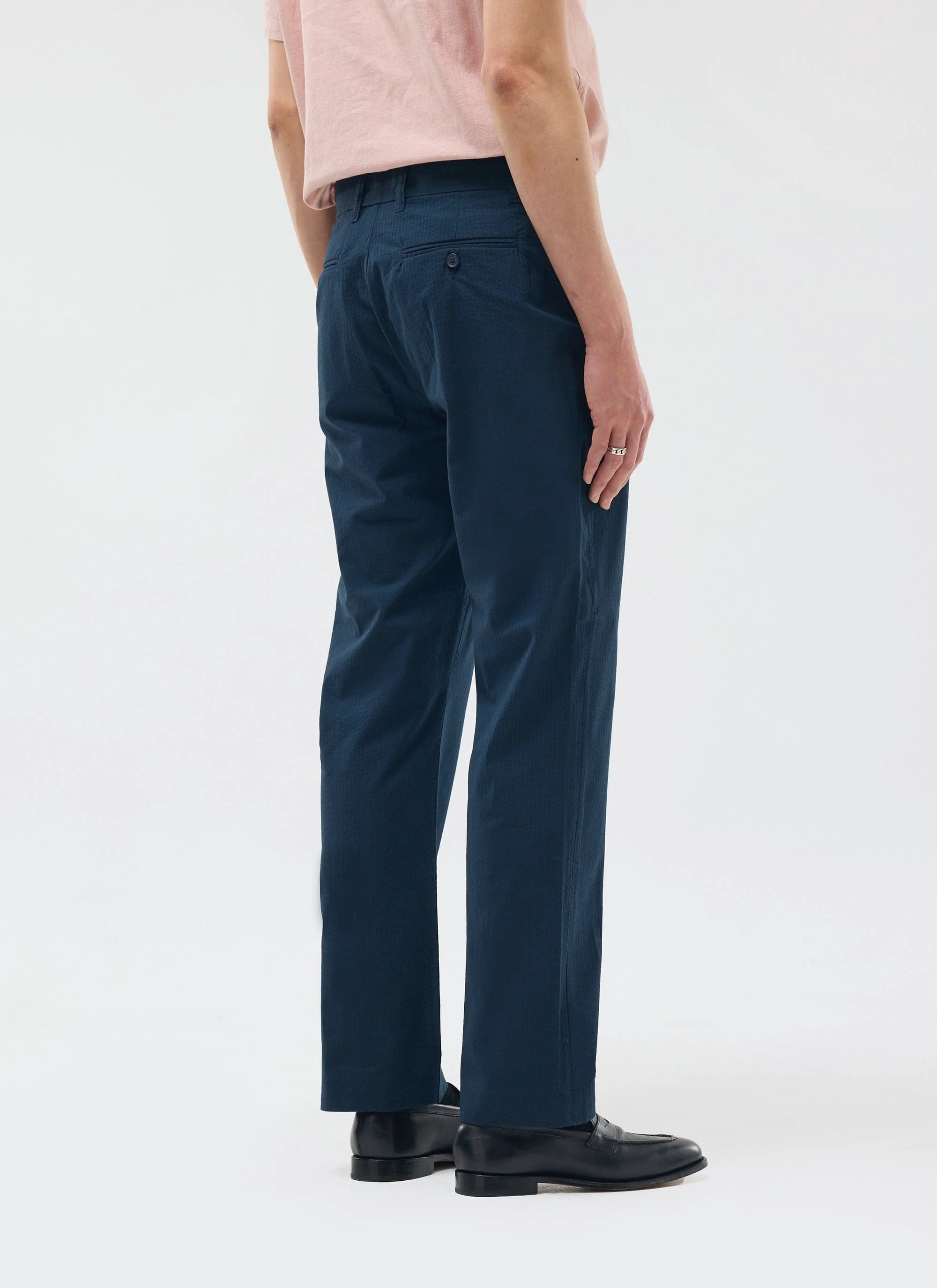 Tailored Seersucker Trousers | Navy - Image 4