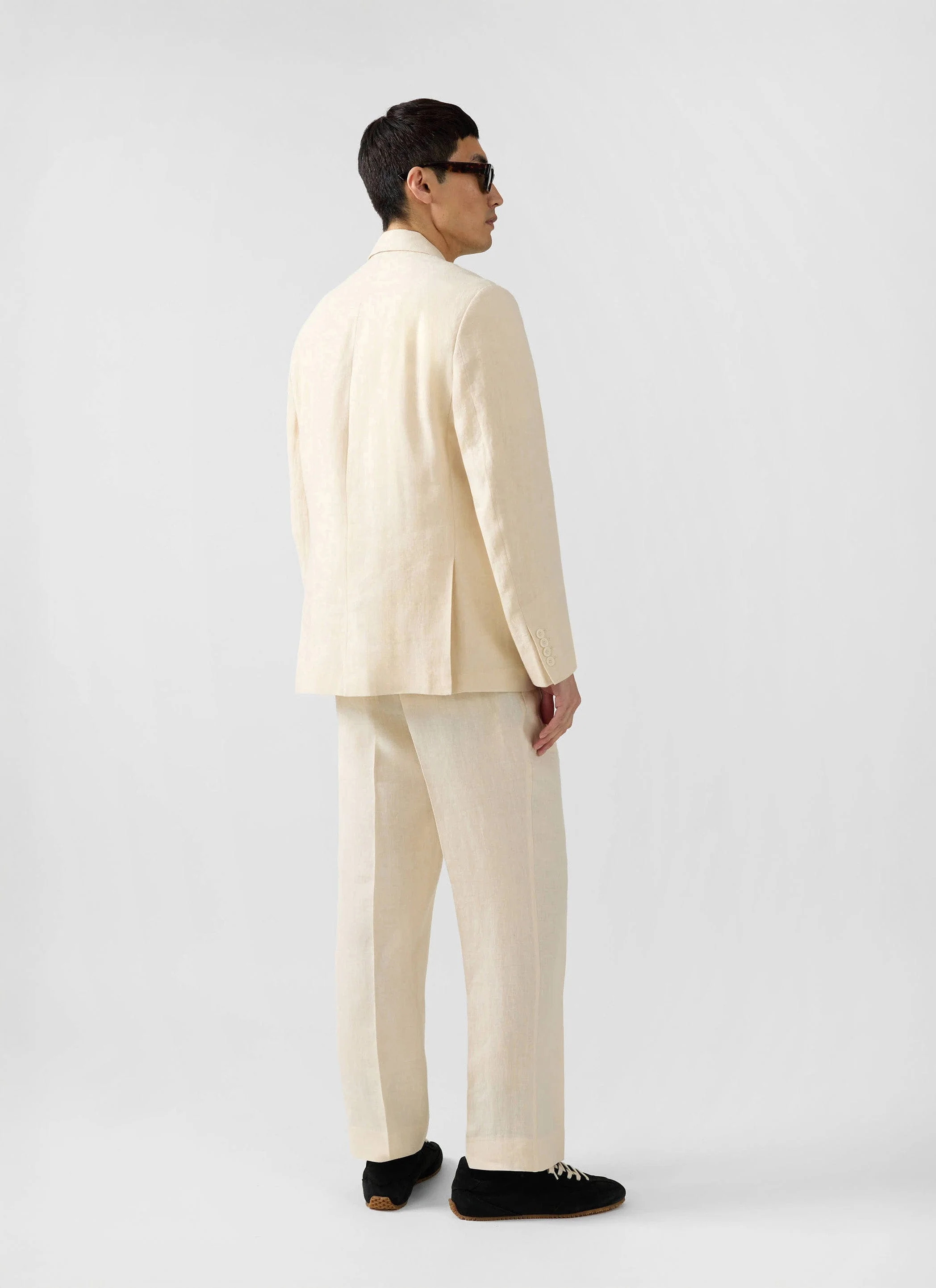 Tailored Two Piece Double Breasted Suit | Linen | Cream - Image 3