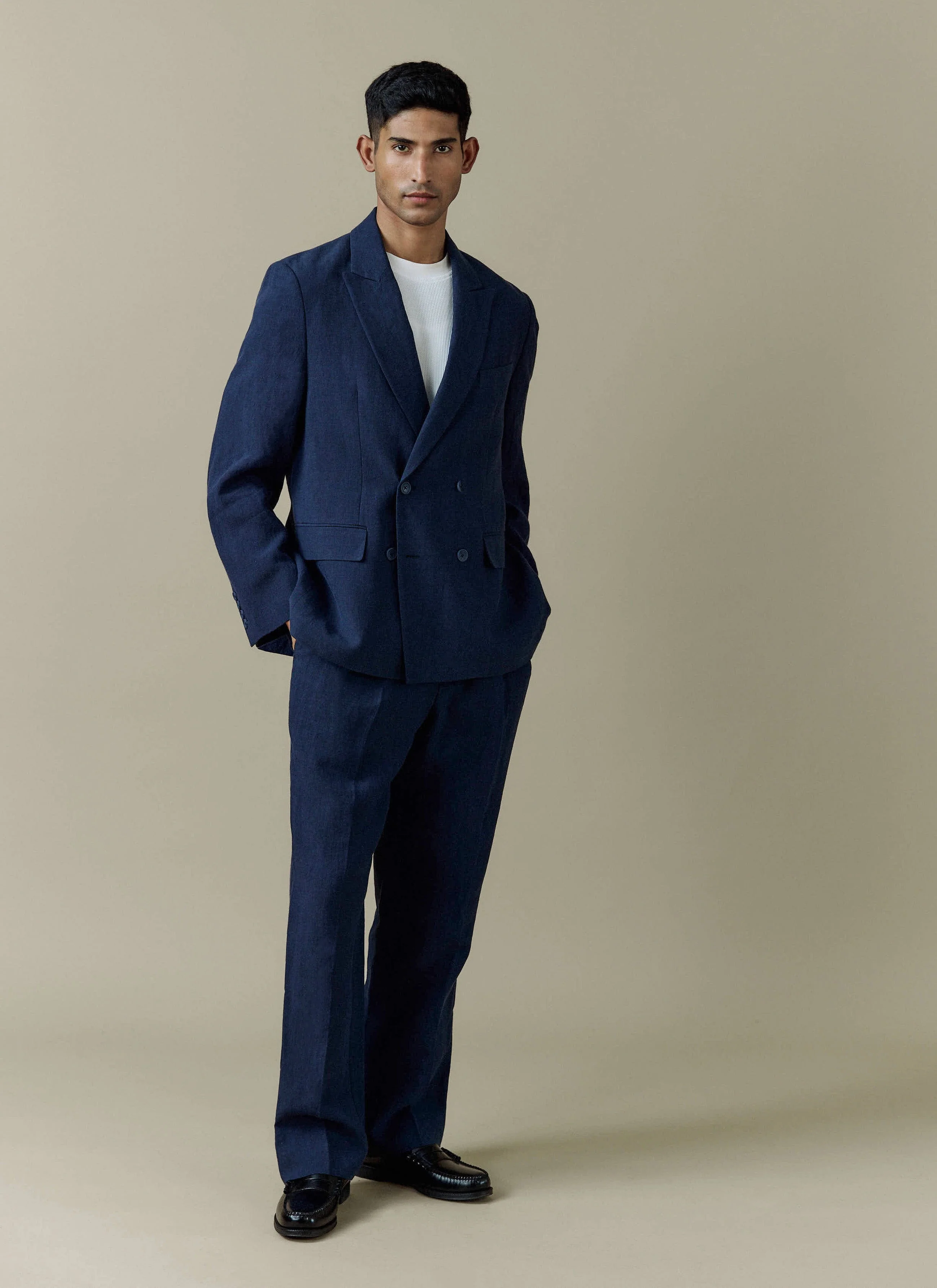 Clifton Double Breasted Blazer | Linen | Navy - Image 7