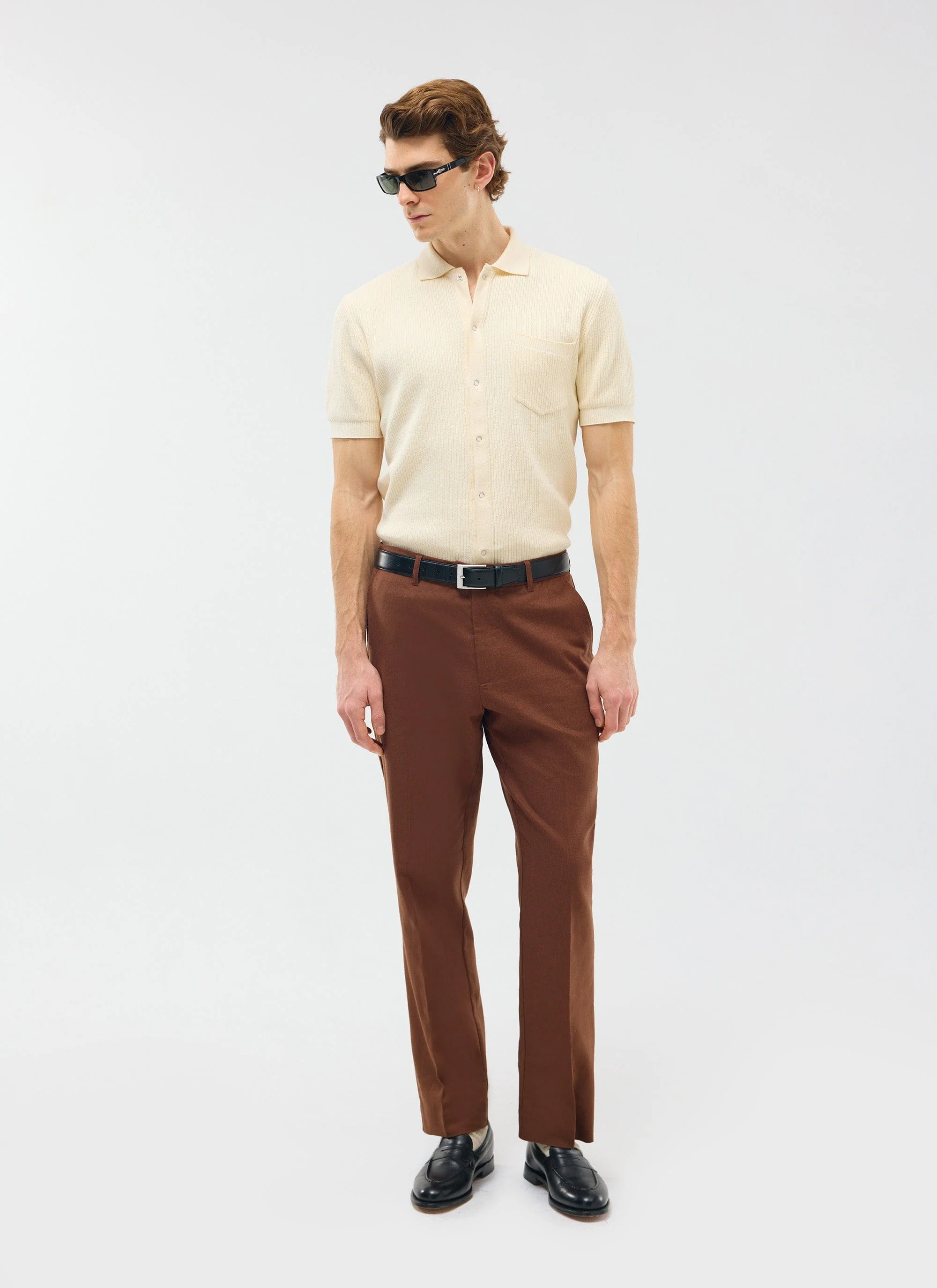 Tailored Linen Trousers | Brown - Image 6